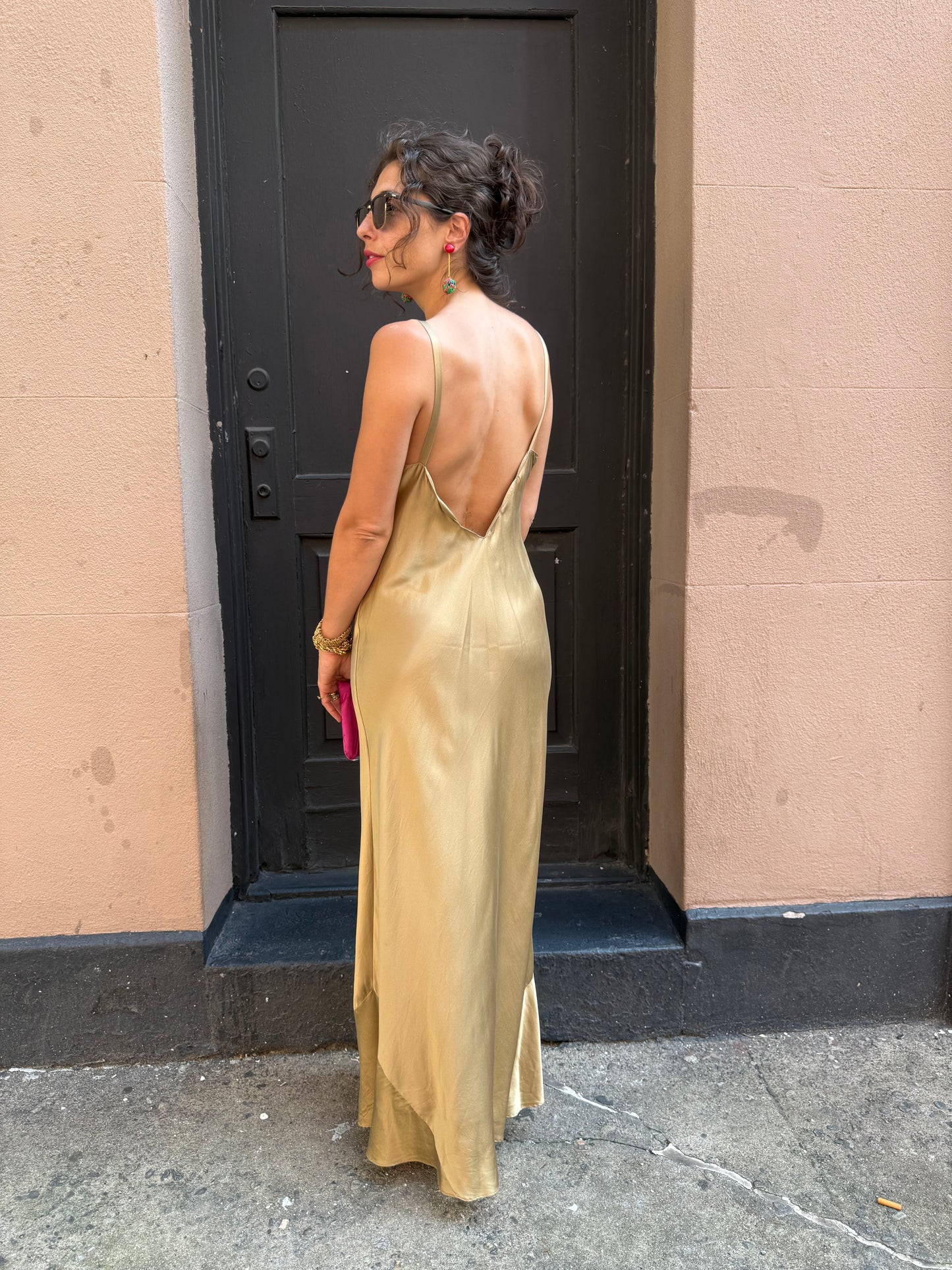 90s Bronze Silk Slip Dress