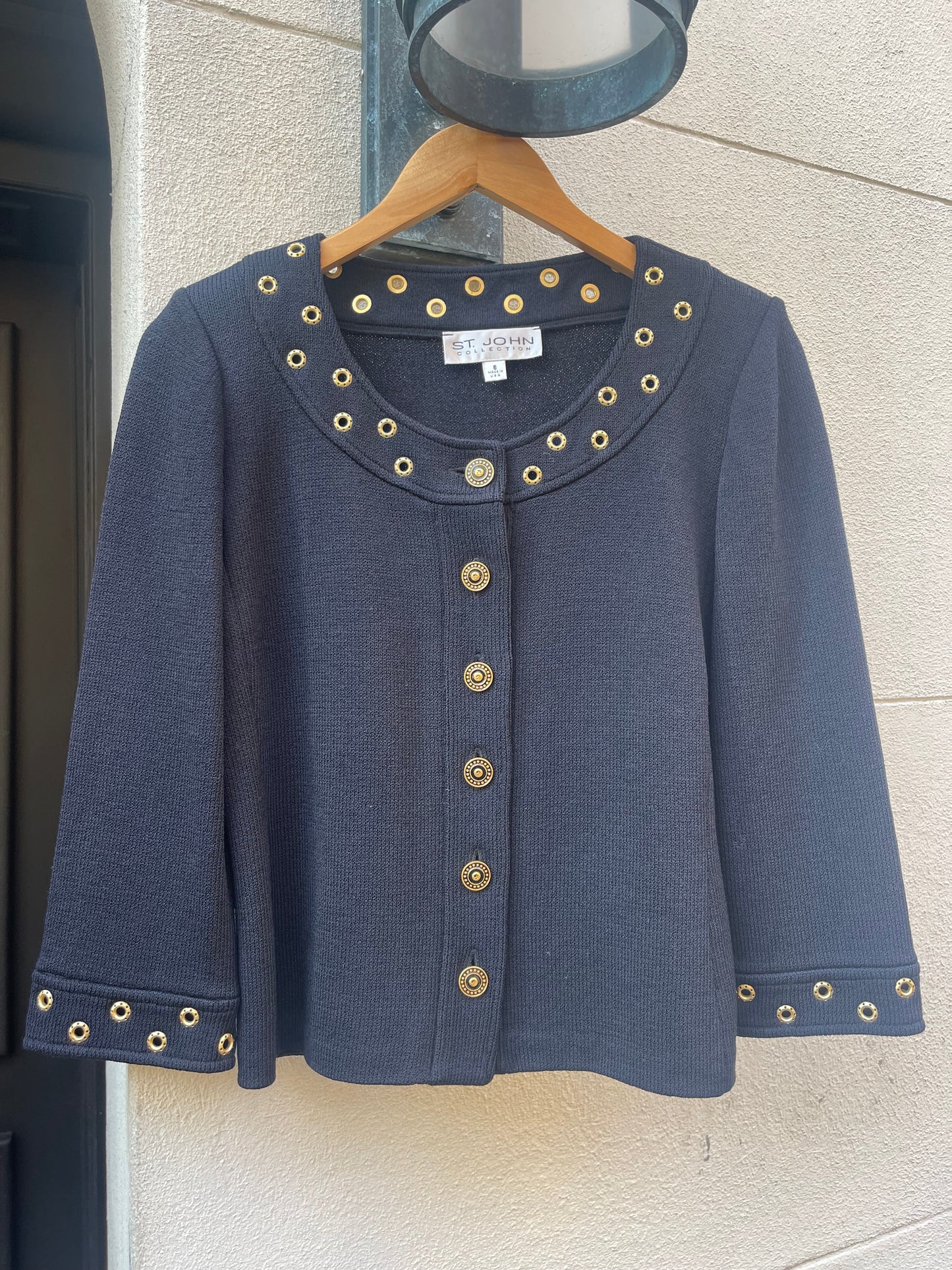 St. John Deep Navy Knit Cardigan