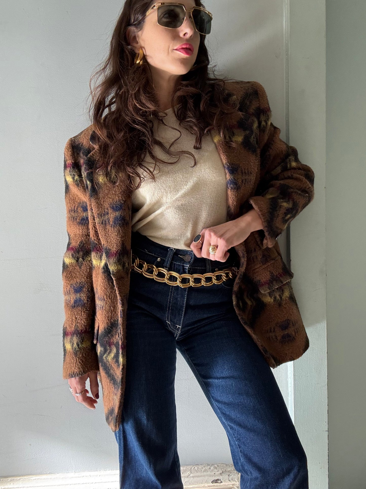 1980s Aztec Print Cozy Blazer