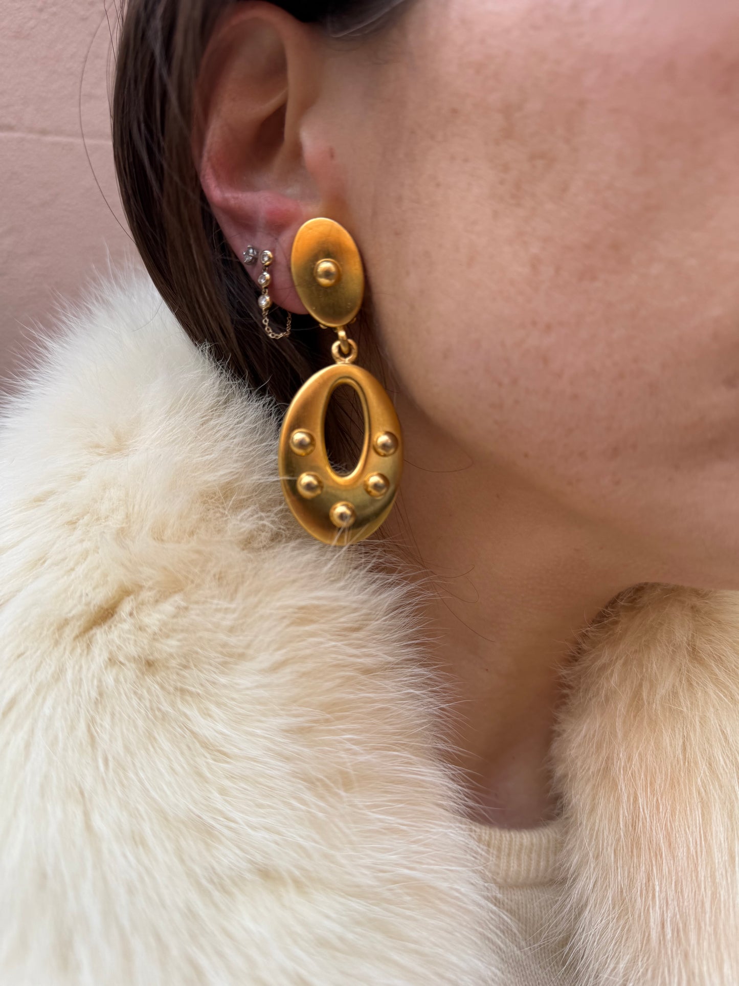 90s Deadstock Mod Oval Clip Earrings
