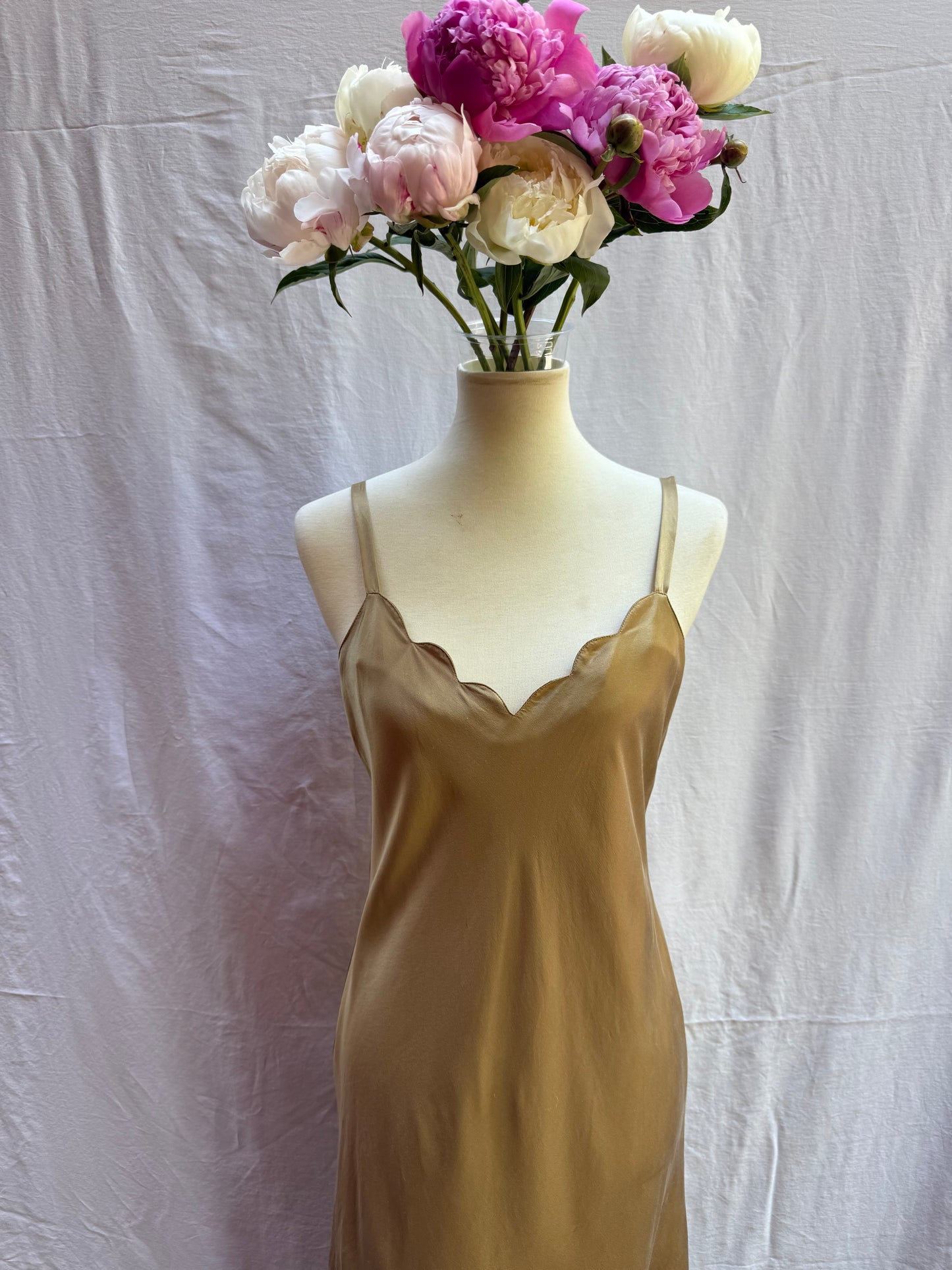 90s Bronze Silk Slip Dress