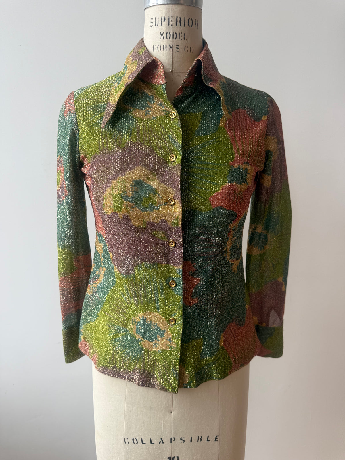 70s multicolored Lurex disco shirt