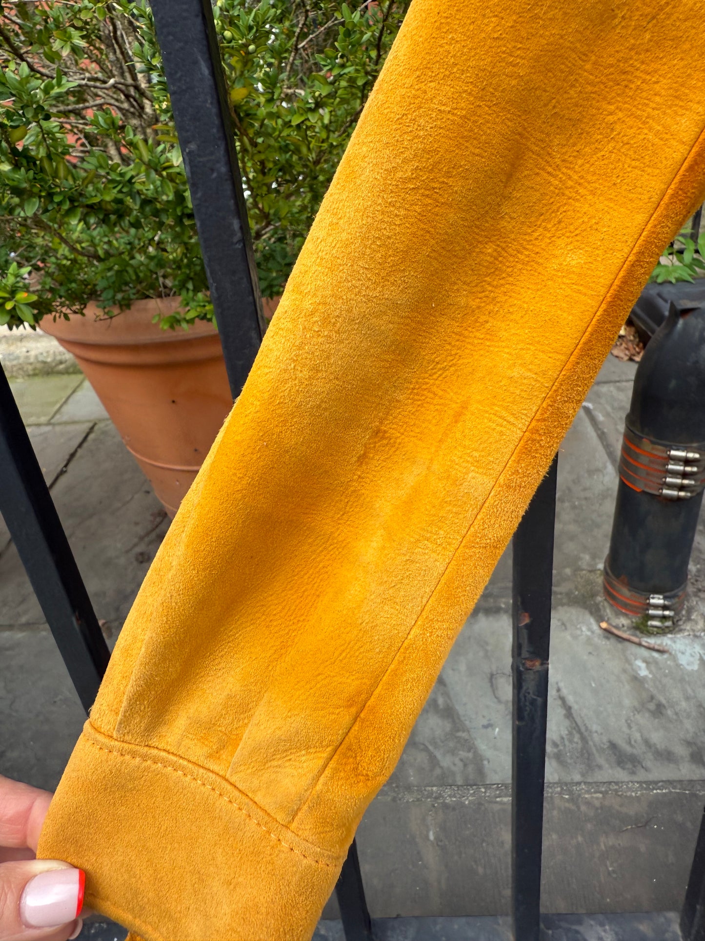 70s Mustard Yellow Sheepskin Suede Dress/Coat