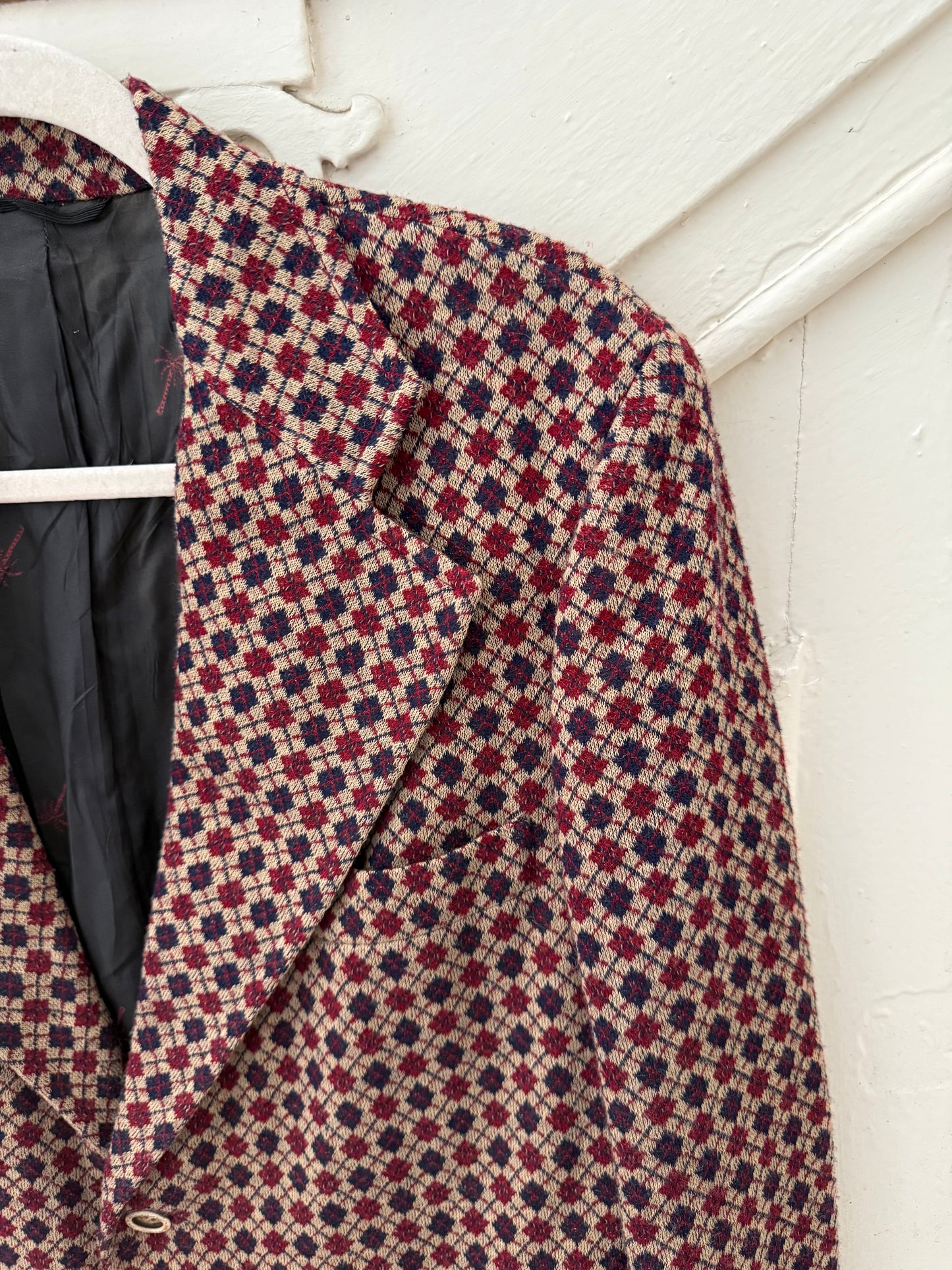 70s Argyle Knit Lined Blazer