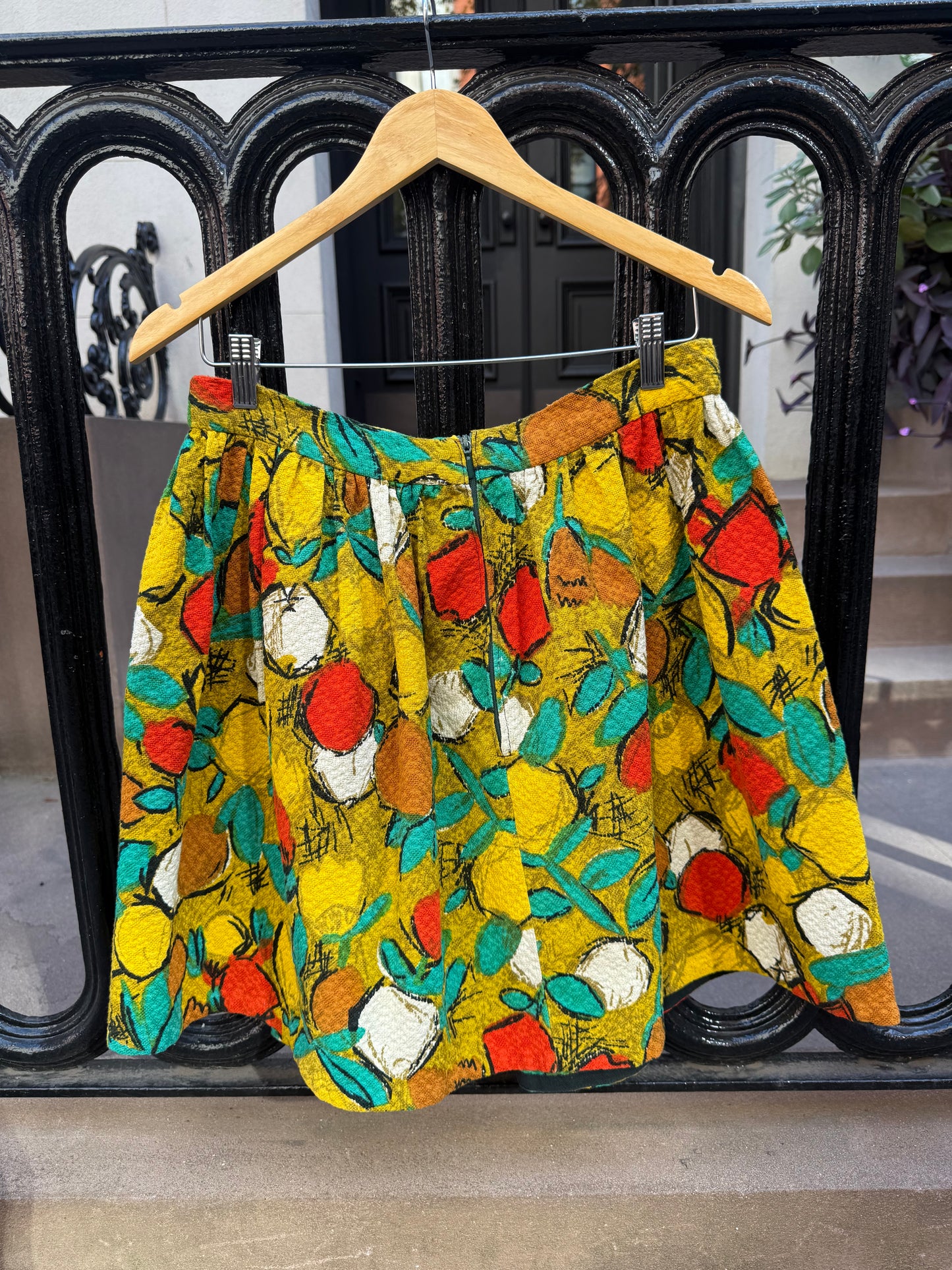 60s French Fruit Print Mini Skirt