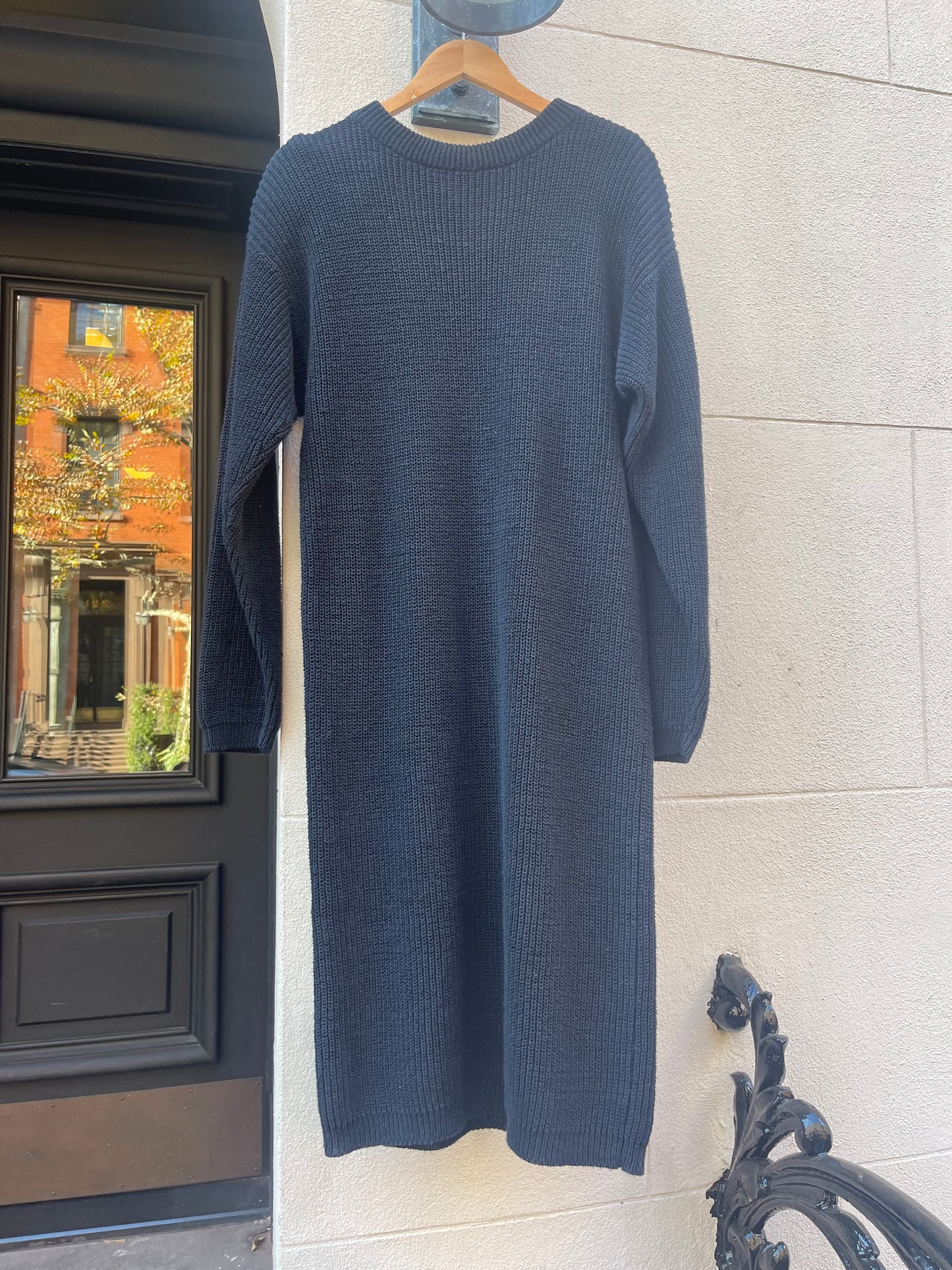 80s black knit sweater dress