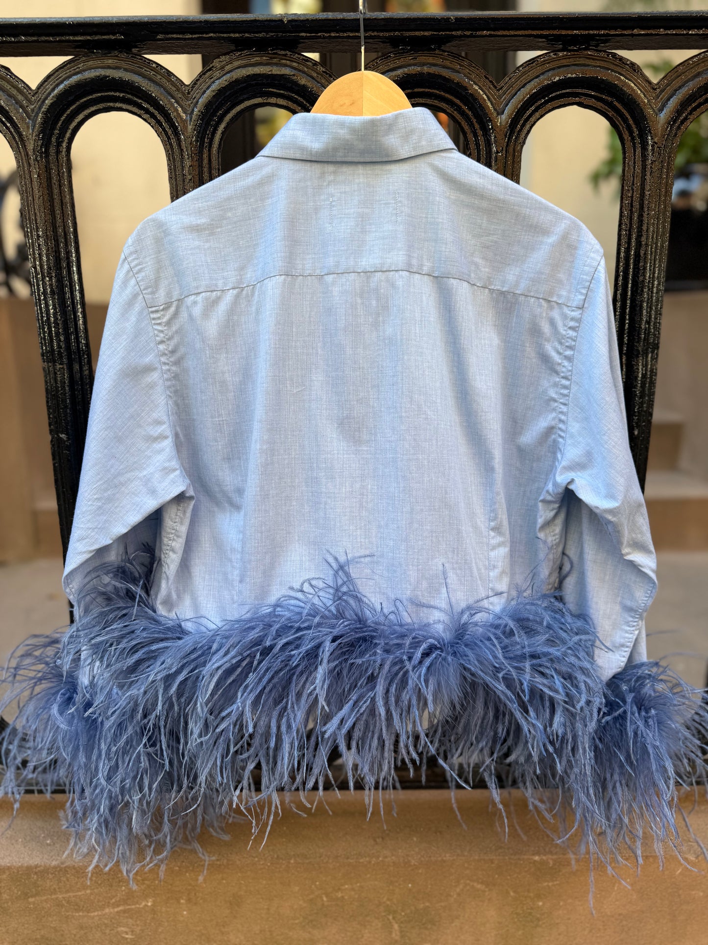 Colette Feather Shirt - Pale Blue & Denim