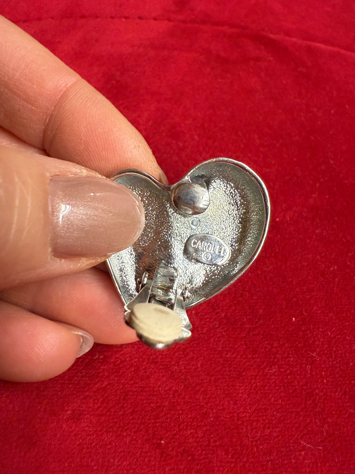 Vintage Carolee Silver Heart Clip-on Earrings