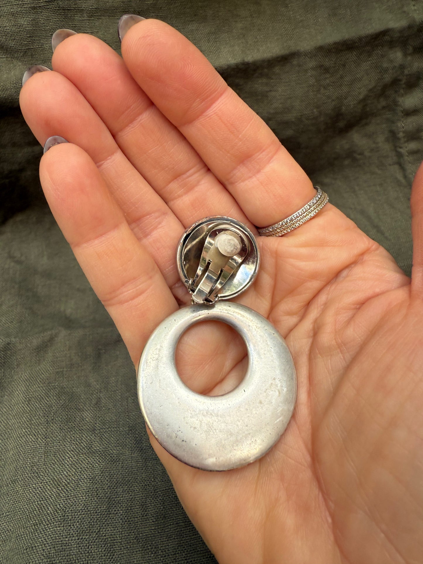 Deadstock Vintage silver tone Hoop Earrings