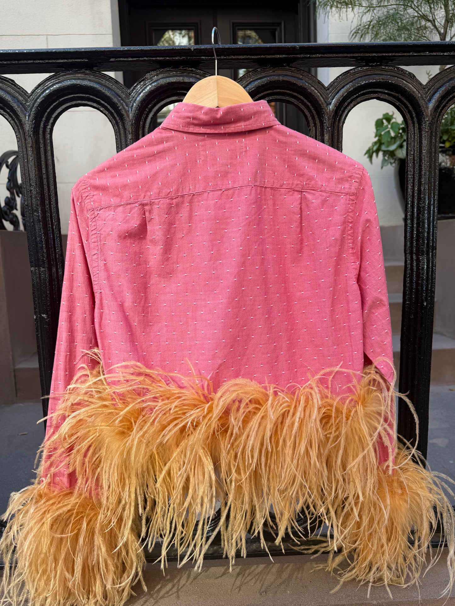 The Colette Feather Shirt - Red & Cinammon