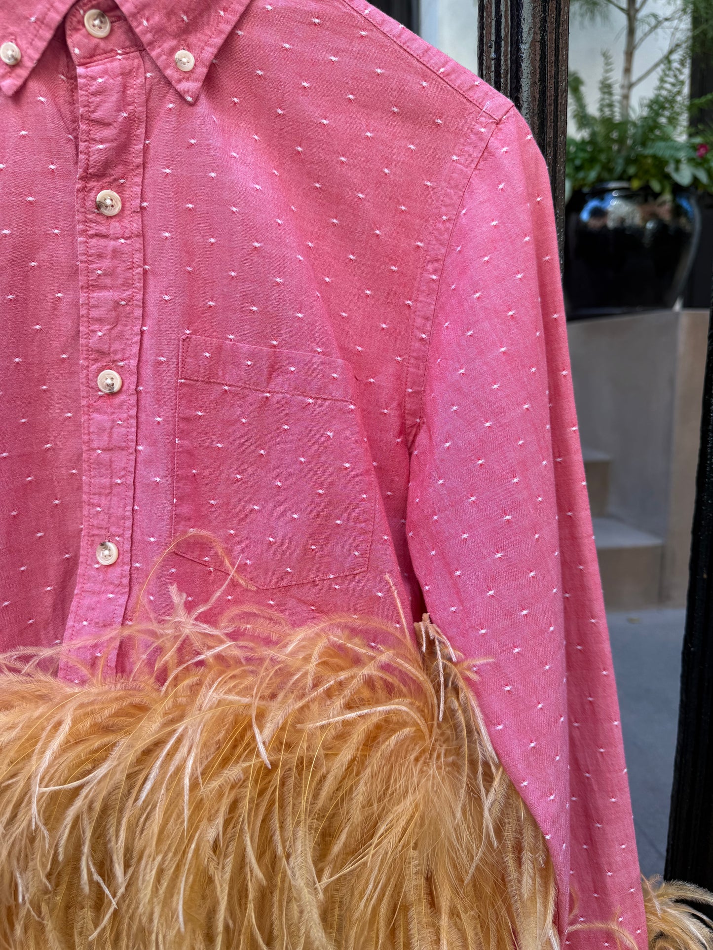 The Colette Feather Shirt - Red & Cinammon