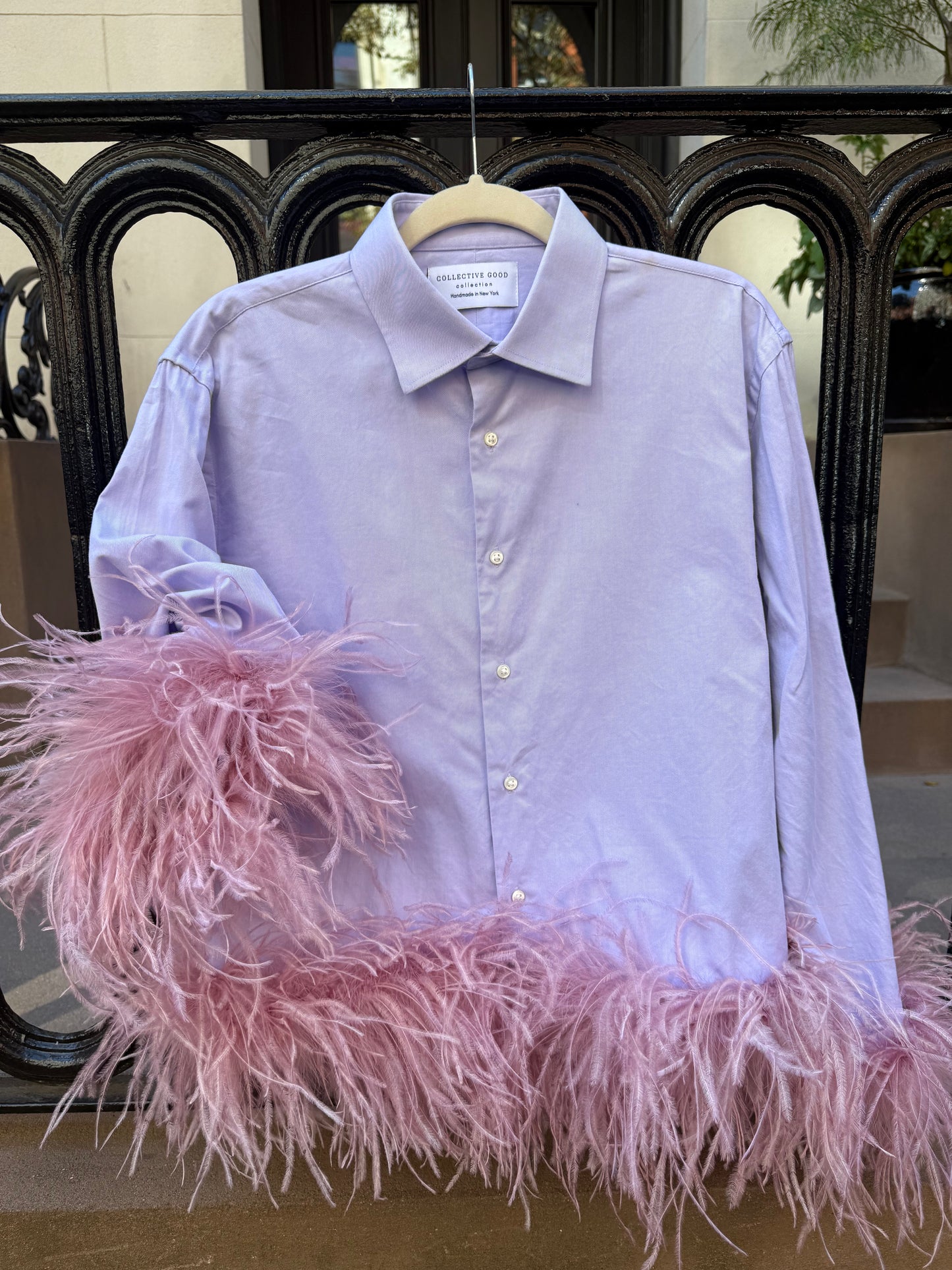 The Colette Feather Shirt - Lavender & Dusty Rose
