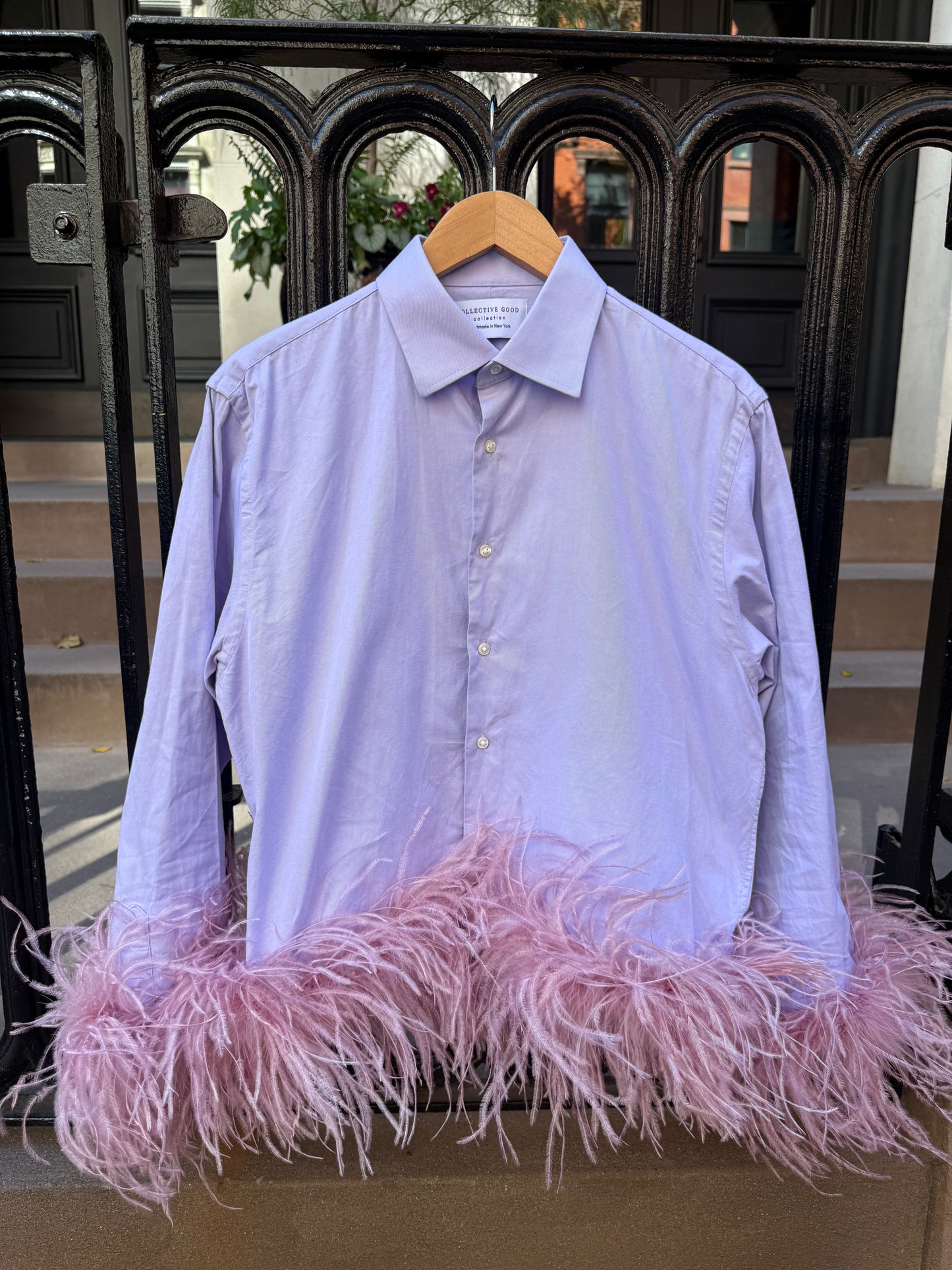 The Colette Feather Shirt - Lavender & Dusty Rose
