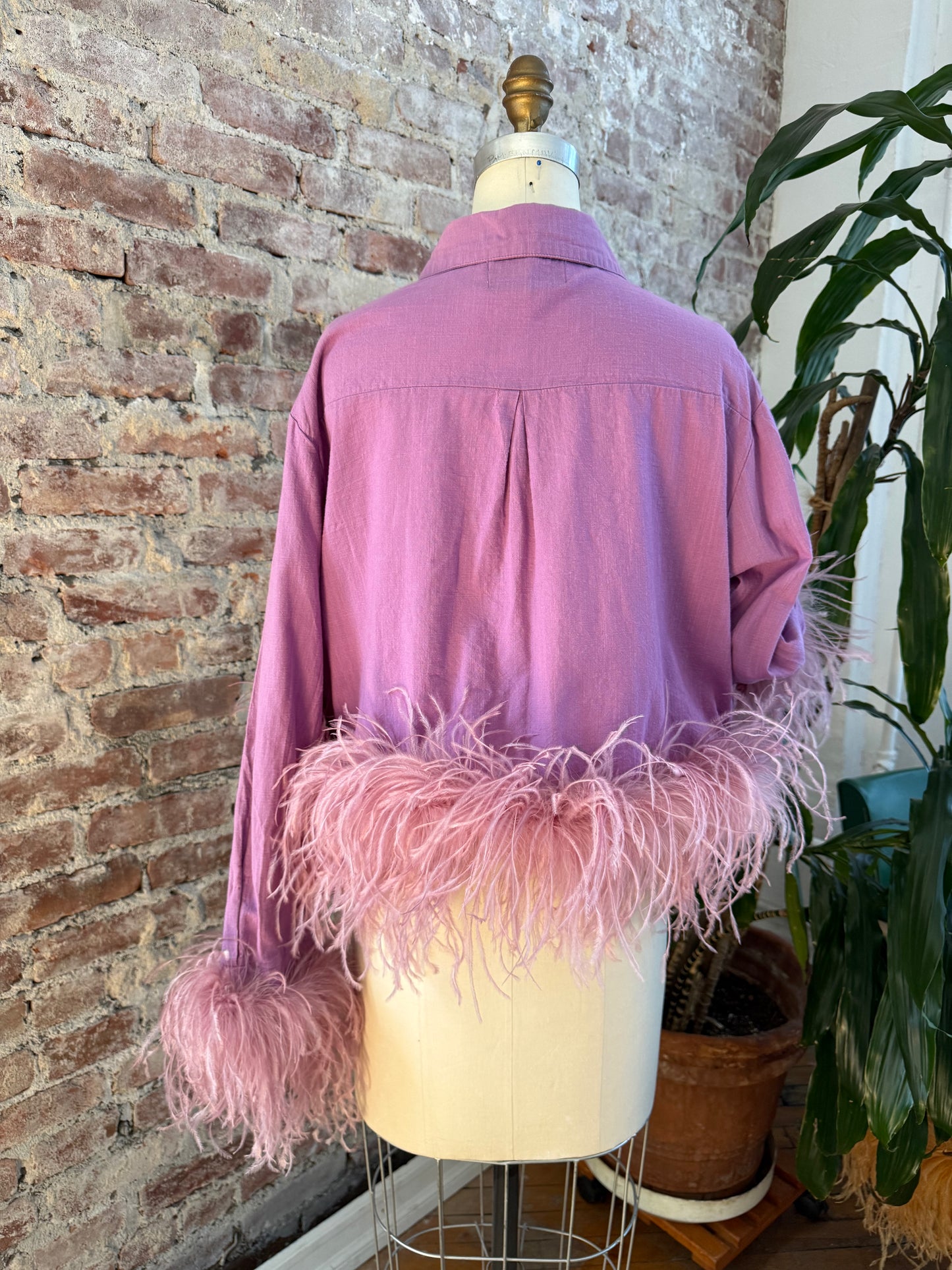 The Colette Feather Shirt - Purple & Blush