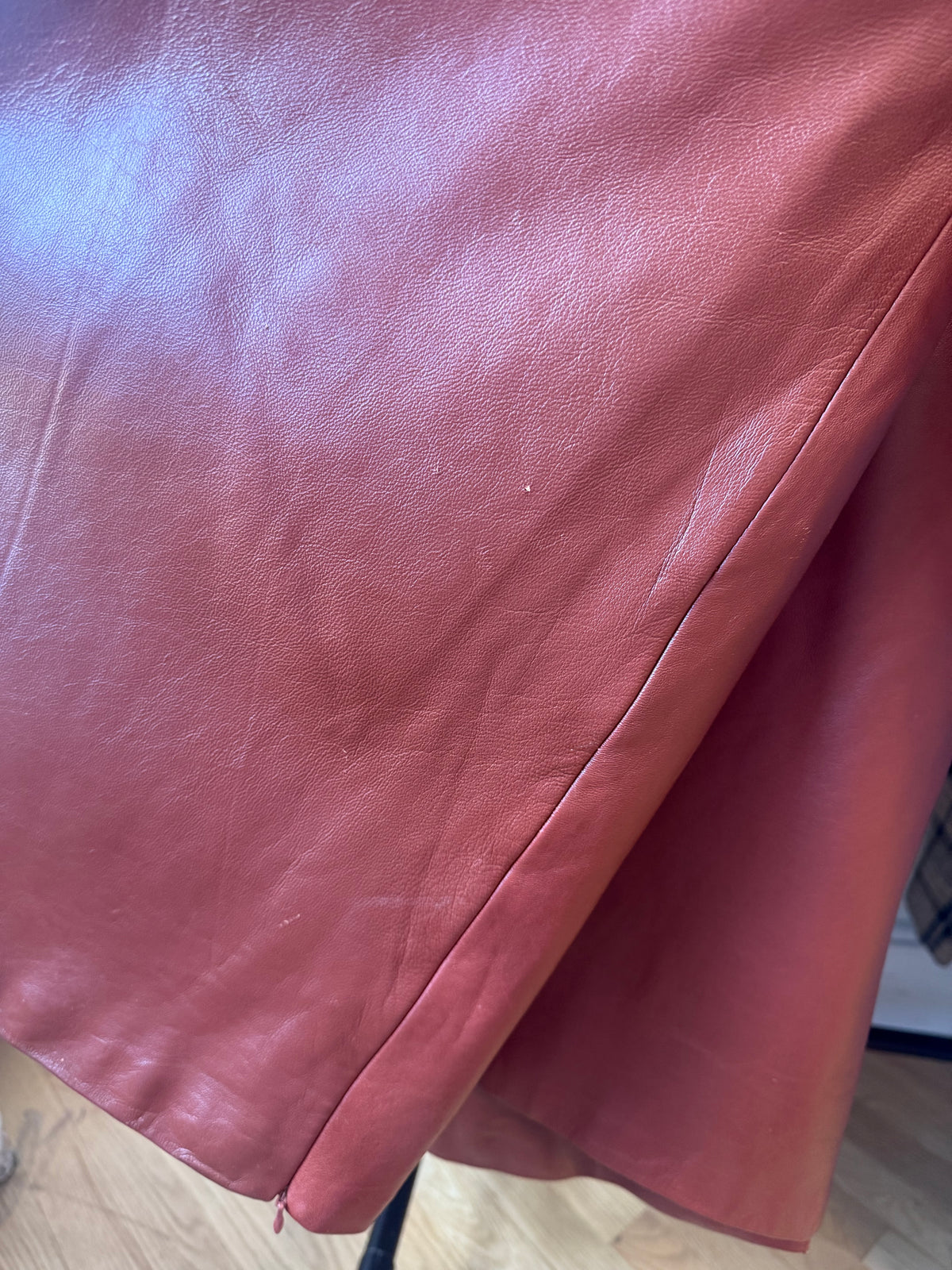 90s/Y2K Leather Trench with Dyed Fox Fur Collar & Cuffs
