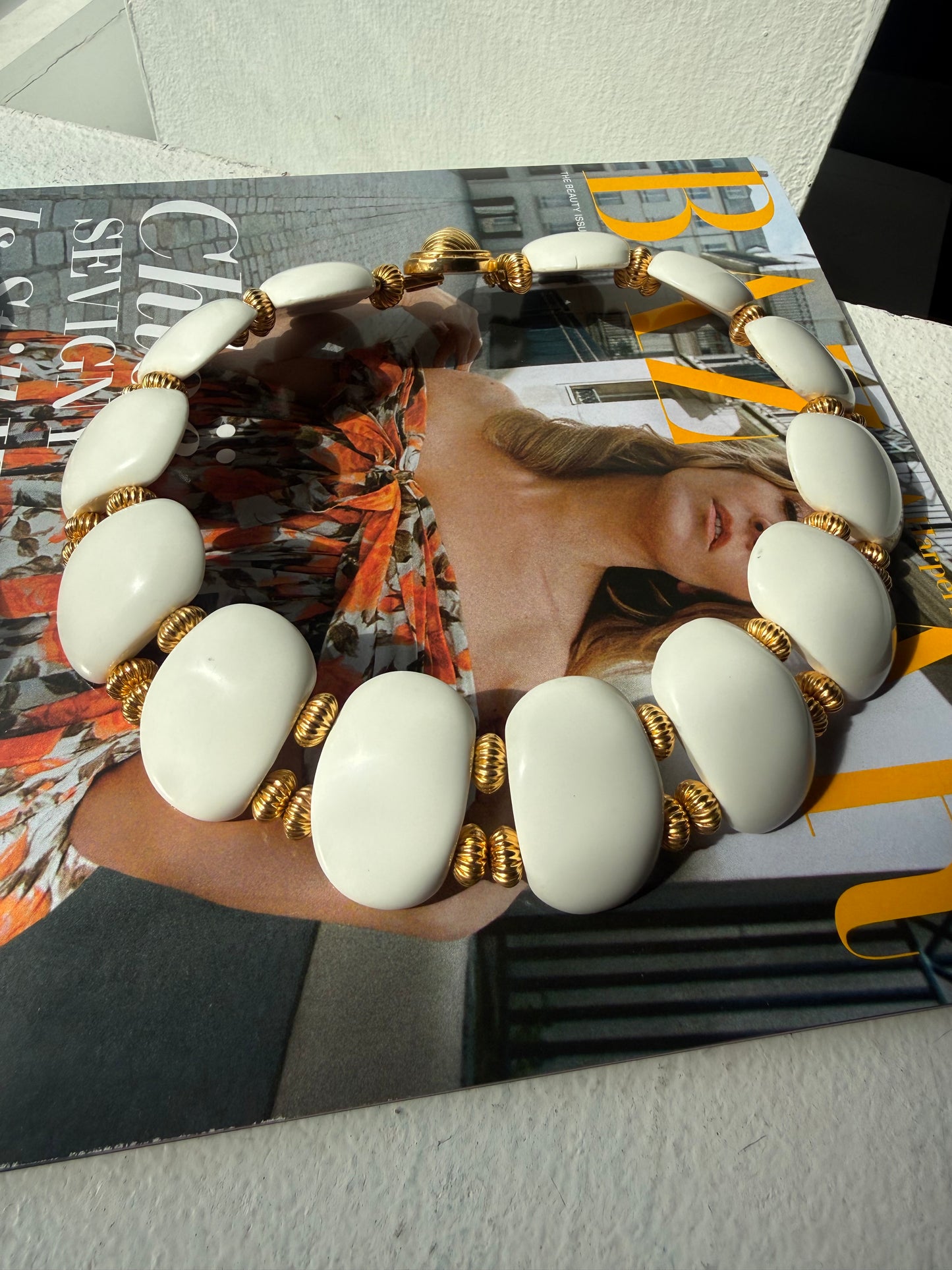 60s/70s Rare William de Lillo White Resin Collar Necklace