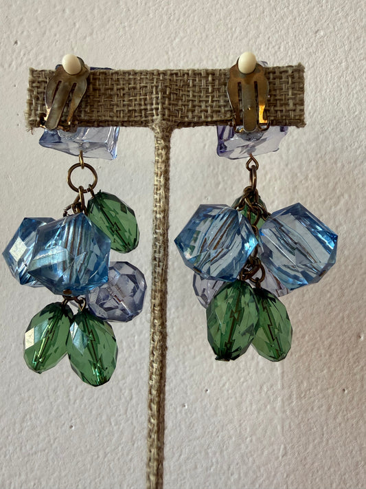 Vintage Sculptural Faceted Statement Earrings