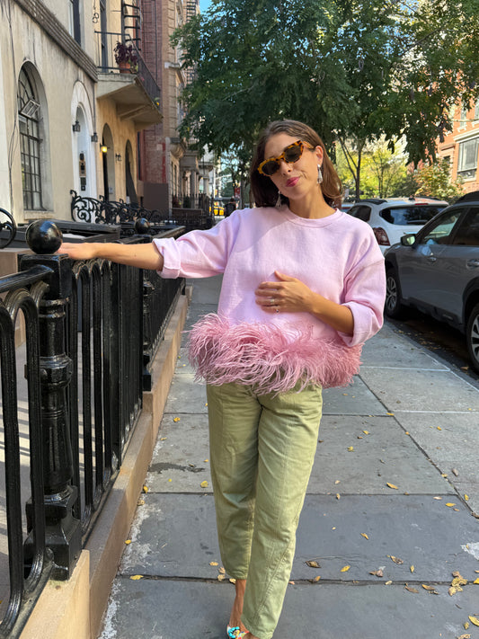 Coco Feather Sweatshirt - Pink & Dusty Rose