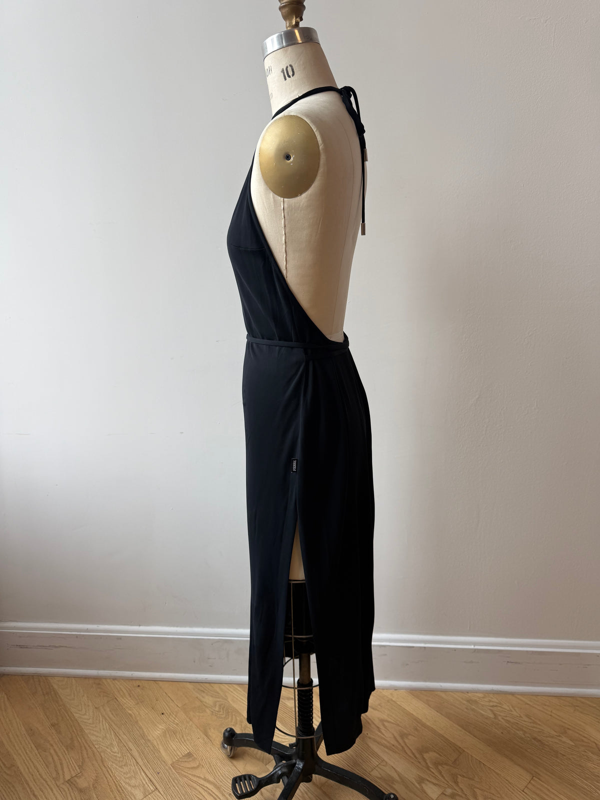 90s Gianfranco Ferre Black Halter Dress