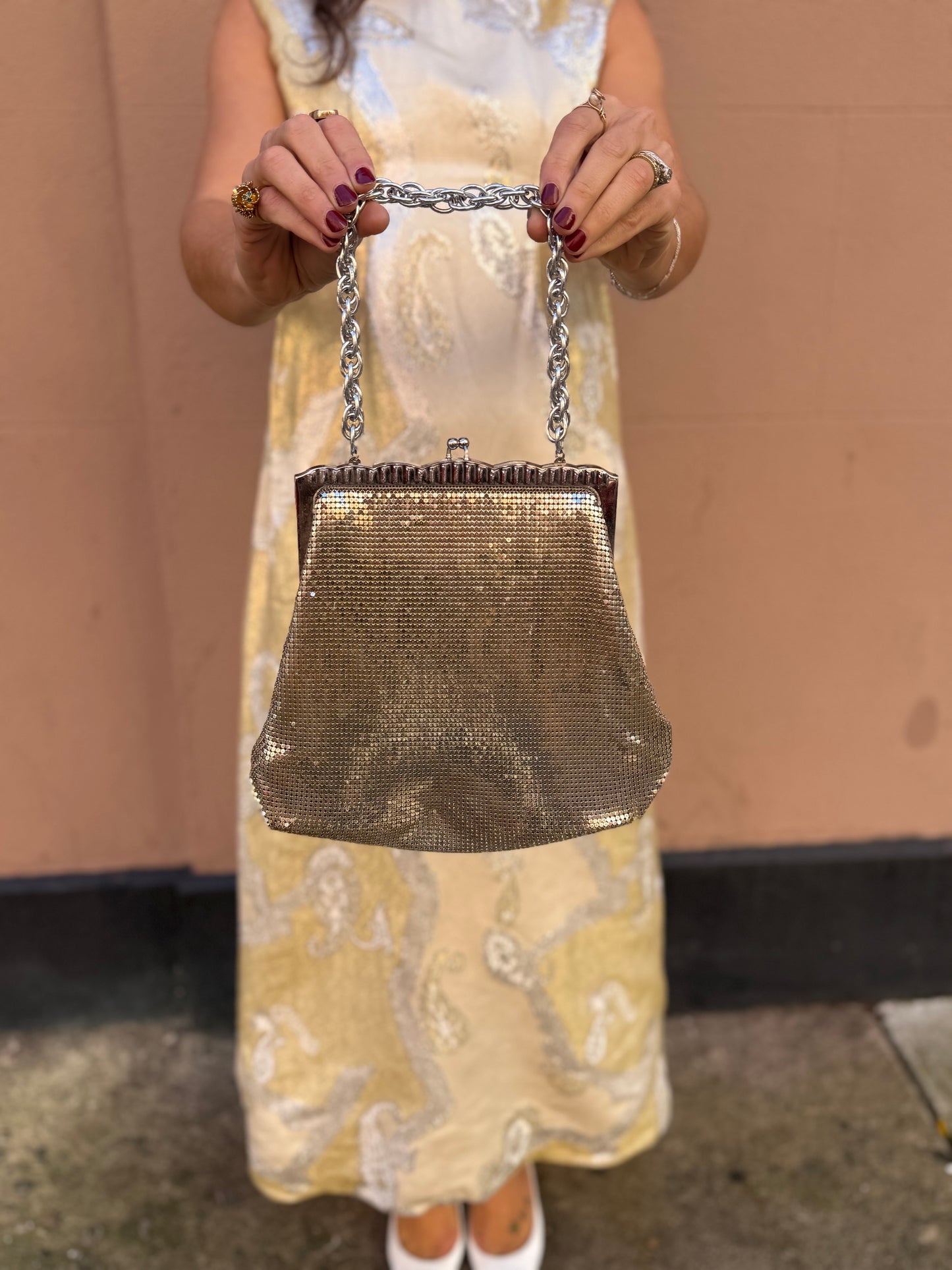 60s Whiting & Davis Silver Chainmail Bag