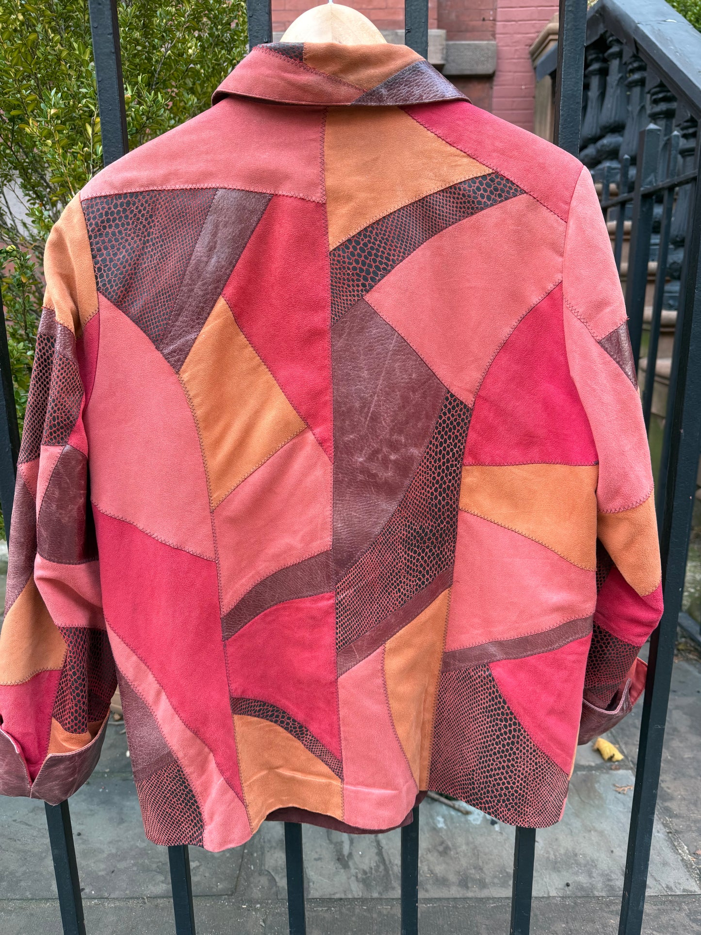 70s Red Patchwork Leather Jacket
