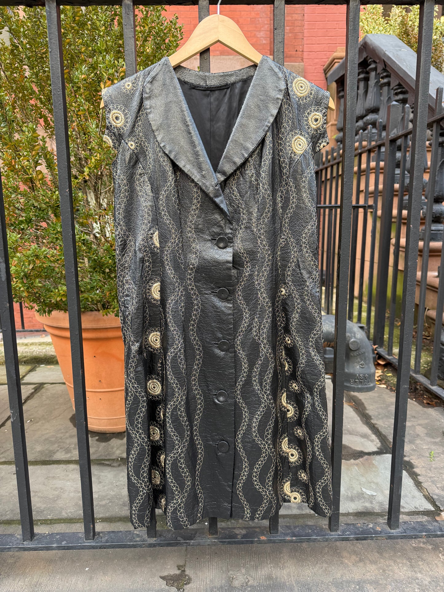 60s Vintage Black Embroidered Vest/Dress