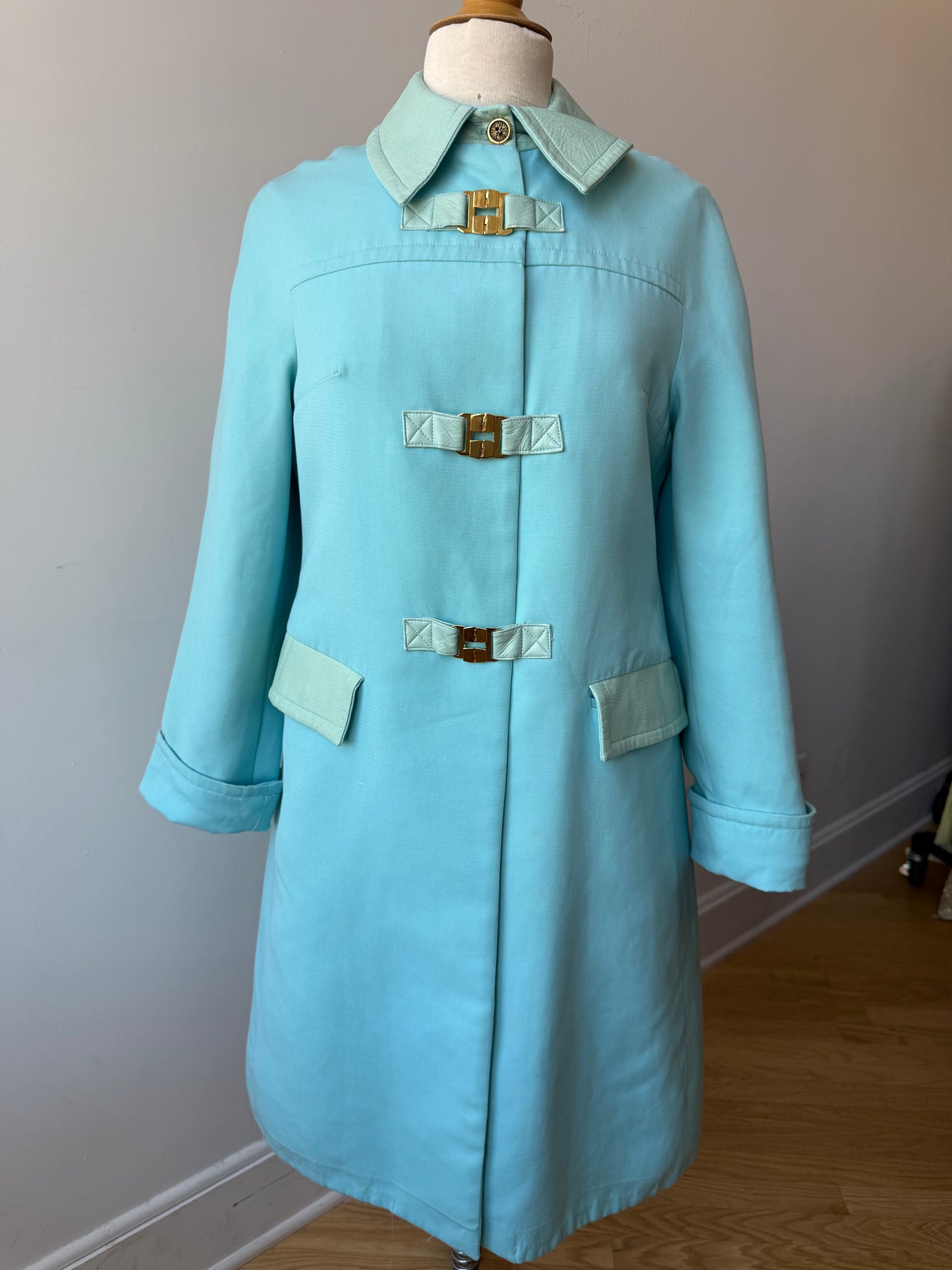 Vintage 1960s French Baby Blue Coat, Mod Era