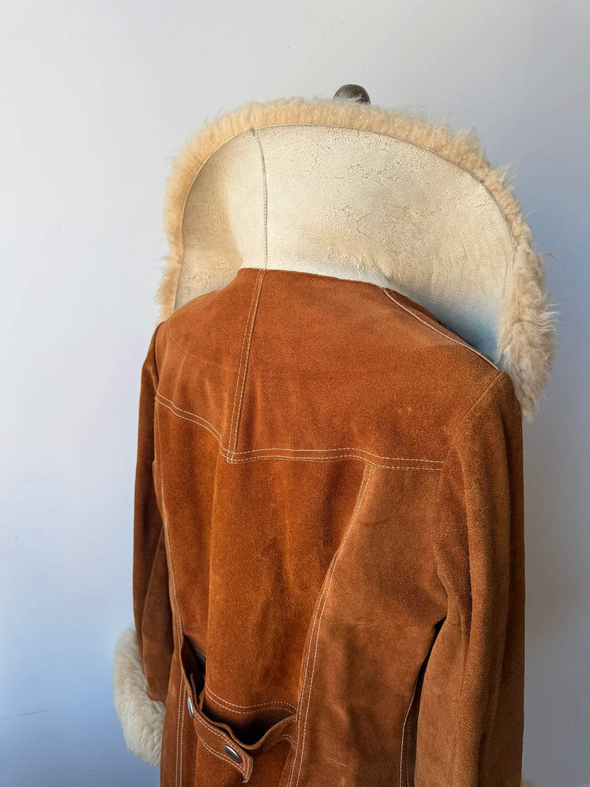 70s "Penny Lane" style Suede Sheepskin Trim Jacket w zipper