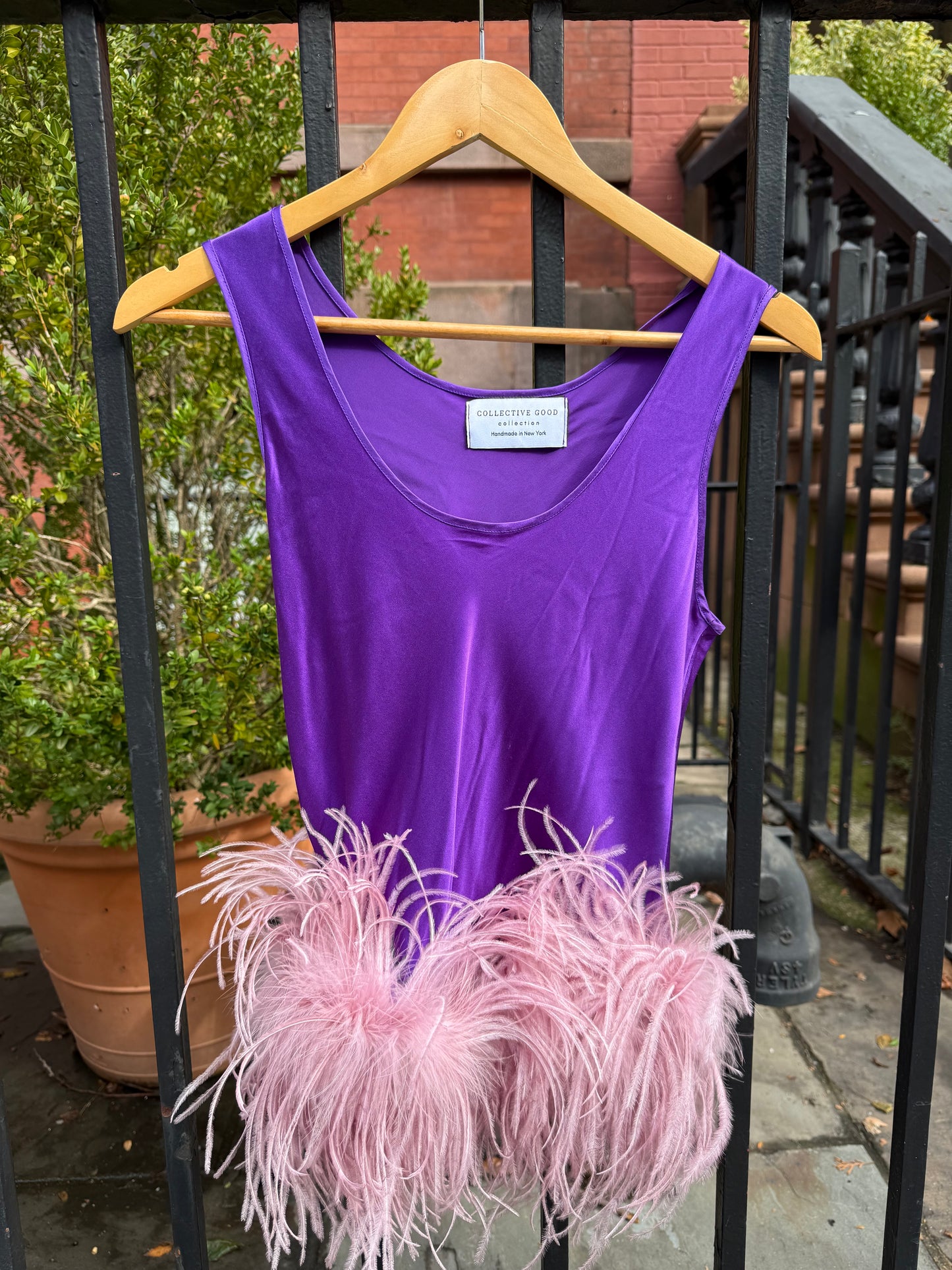 The Belle Silk Tank, purple & blush