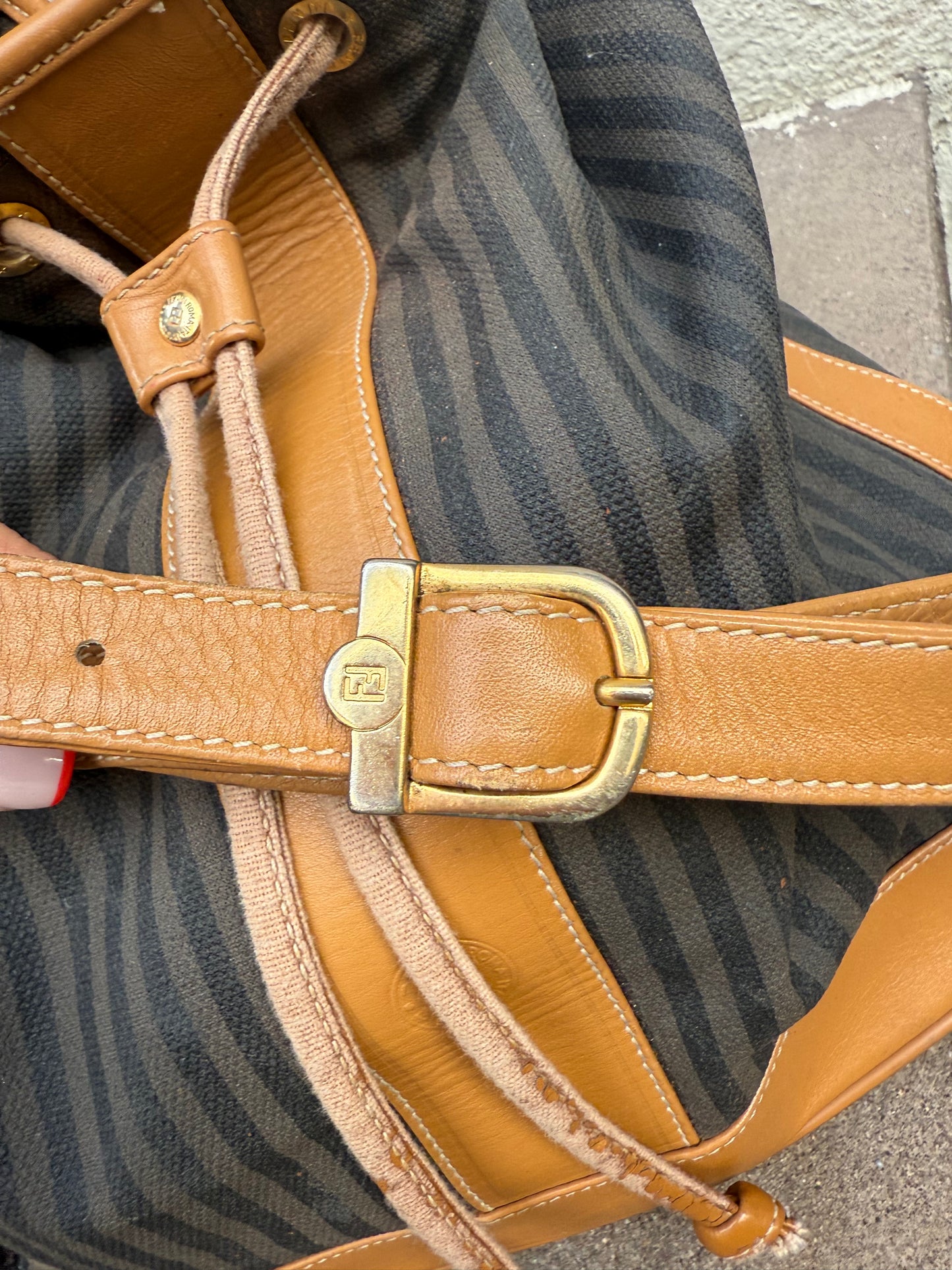 80s Fendi Pequin Stripe Bucket Bag