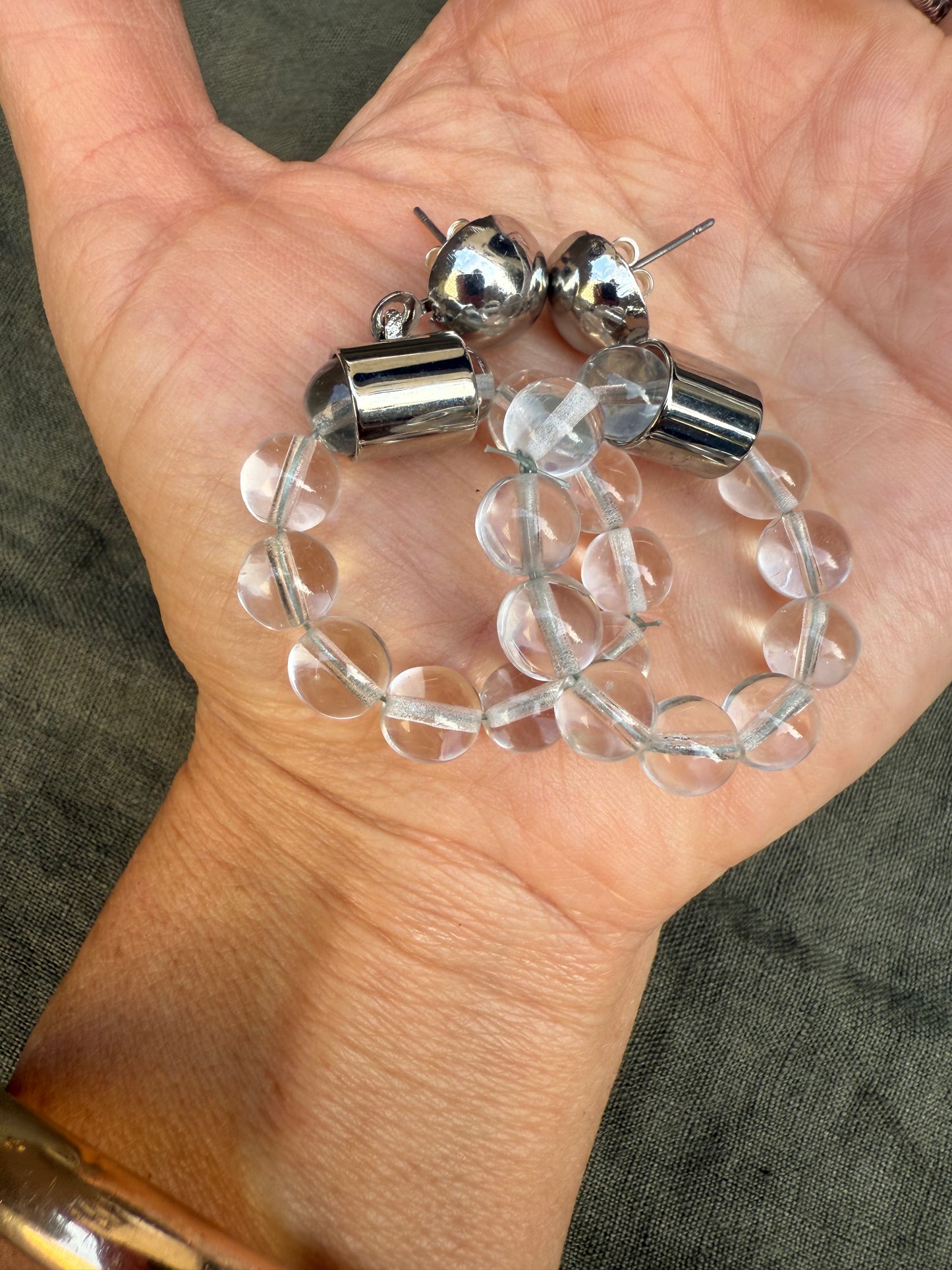 60s/70s Modernist Clear Lucite "Bubble" Earrings