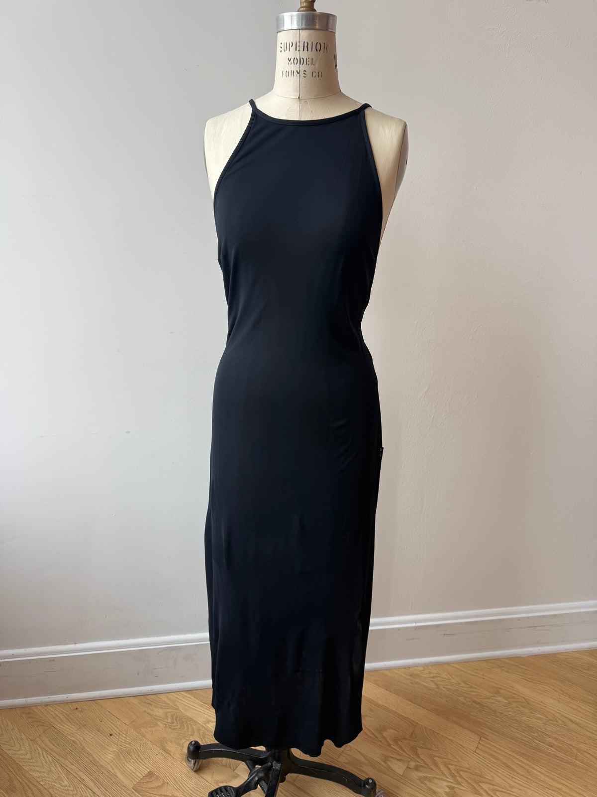 90s Gianfranco Ferre Black Halter Dress