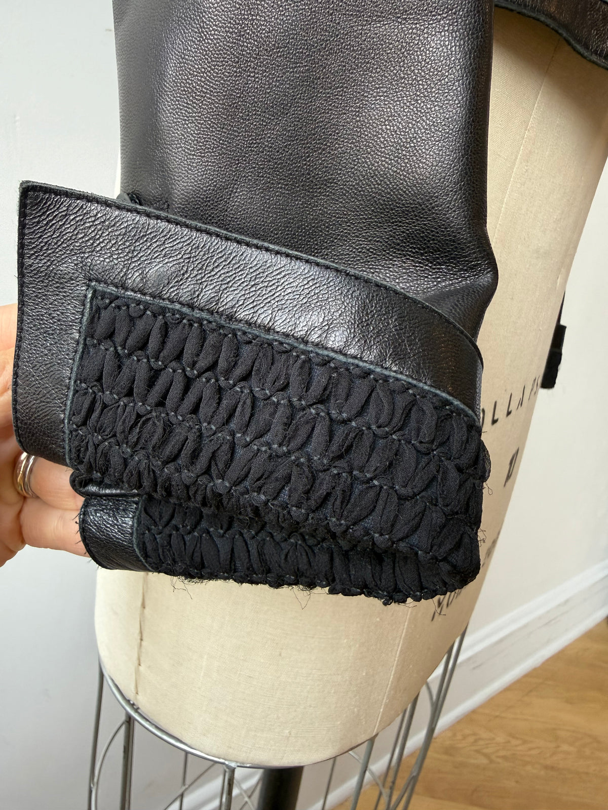 2004 Chanel Leather Jacket w Zipper & Silk Trim
