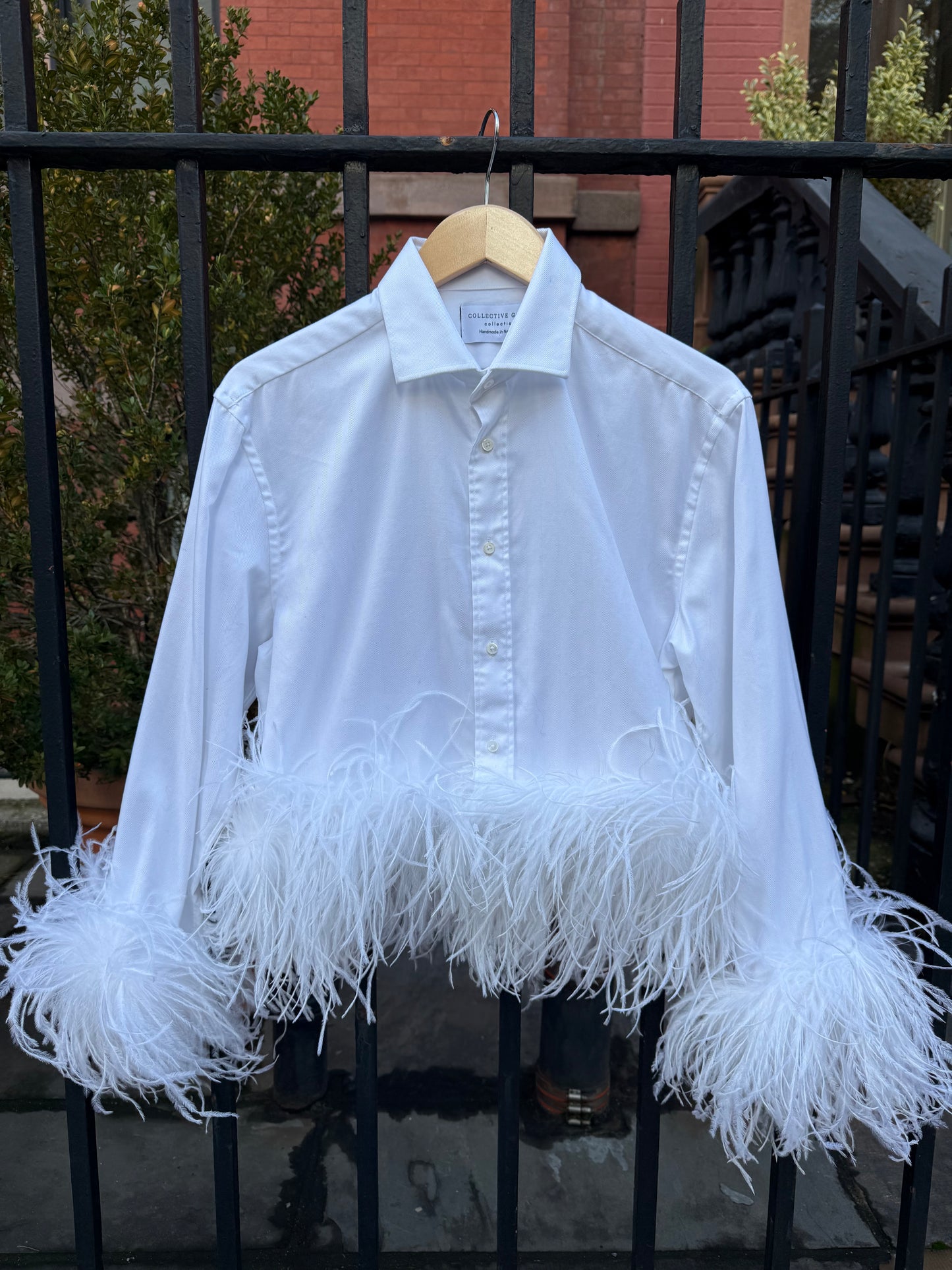 The Colette Feather Shirt - white & white