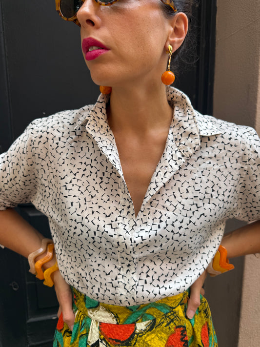 60s Vintage Orange Resin Ball Drop Earrings