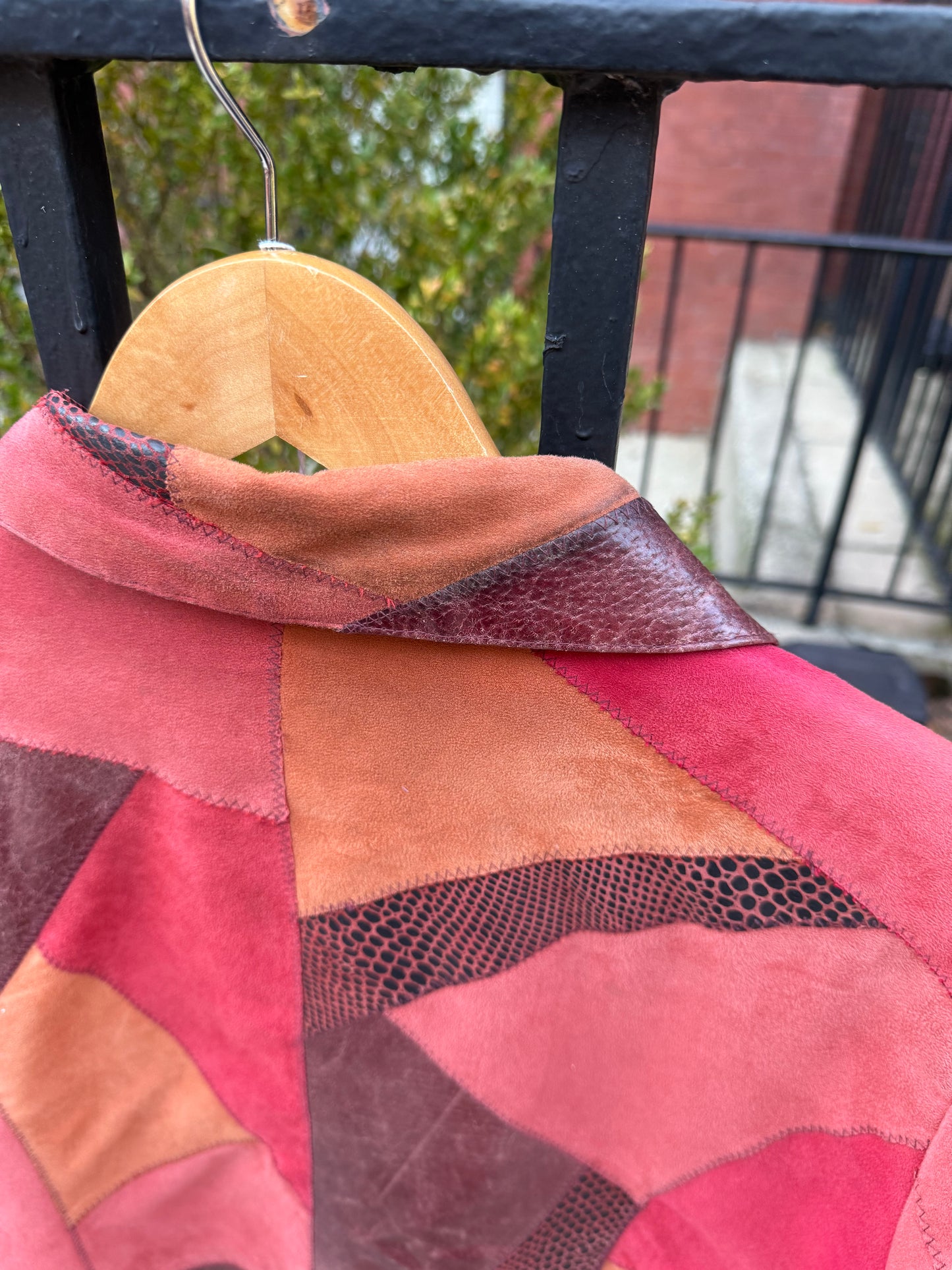 70s Red Patchwork Leather Jacket