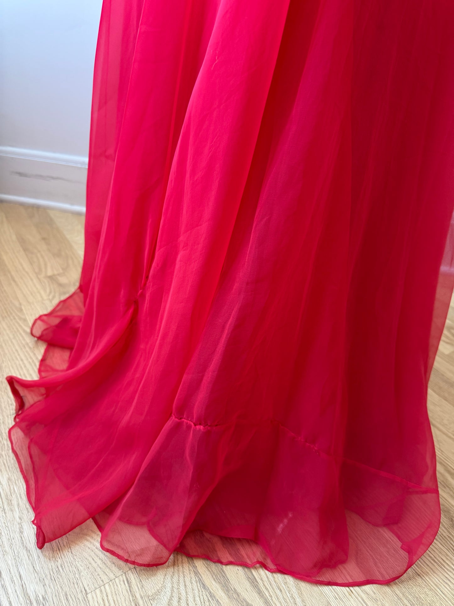 60s/70s Vogue Paris Red Chiffon Gown