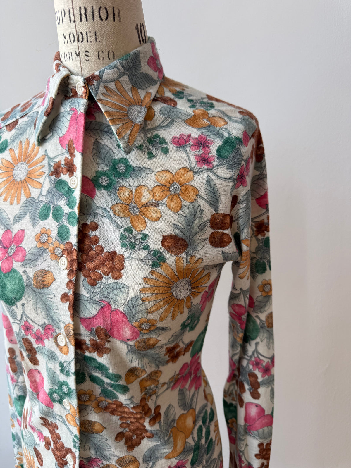 70s Christian Dior Floral Button up
