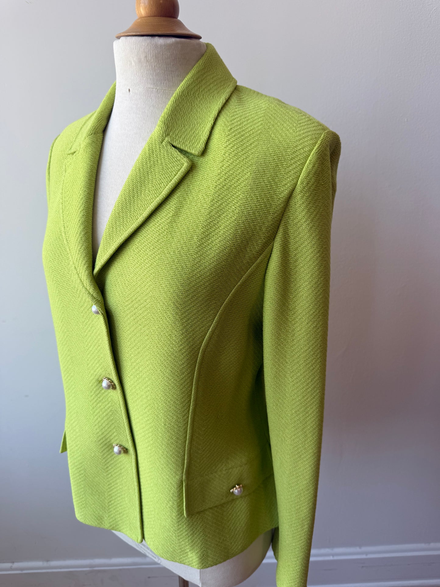 90s St. John Chartreuse Green Knit Blazer