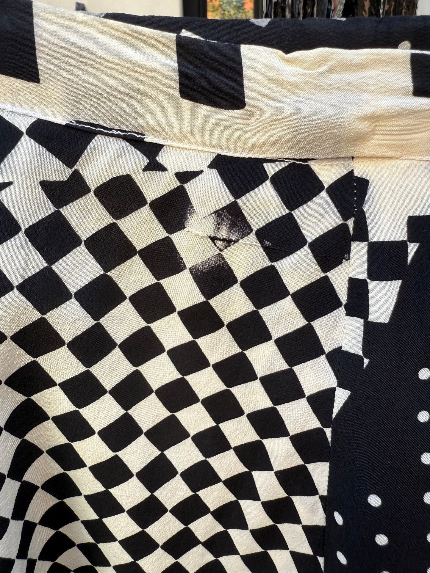 40s Black & White Geometric Printed Skirt