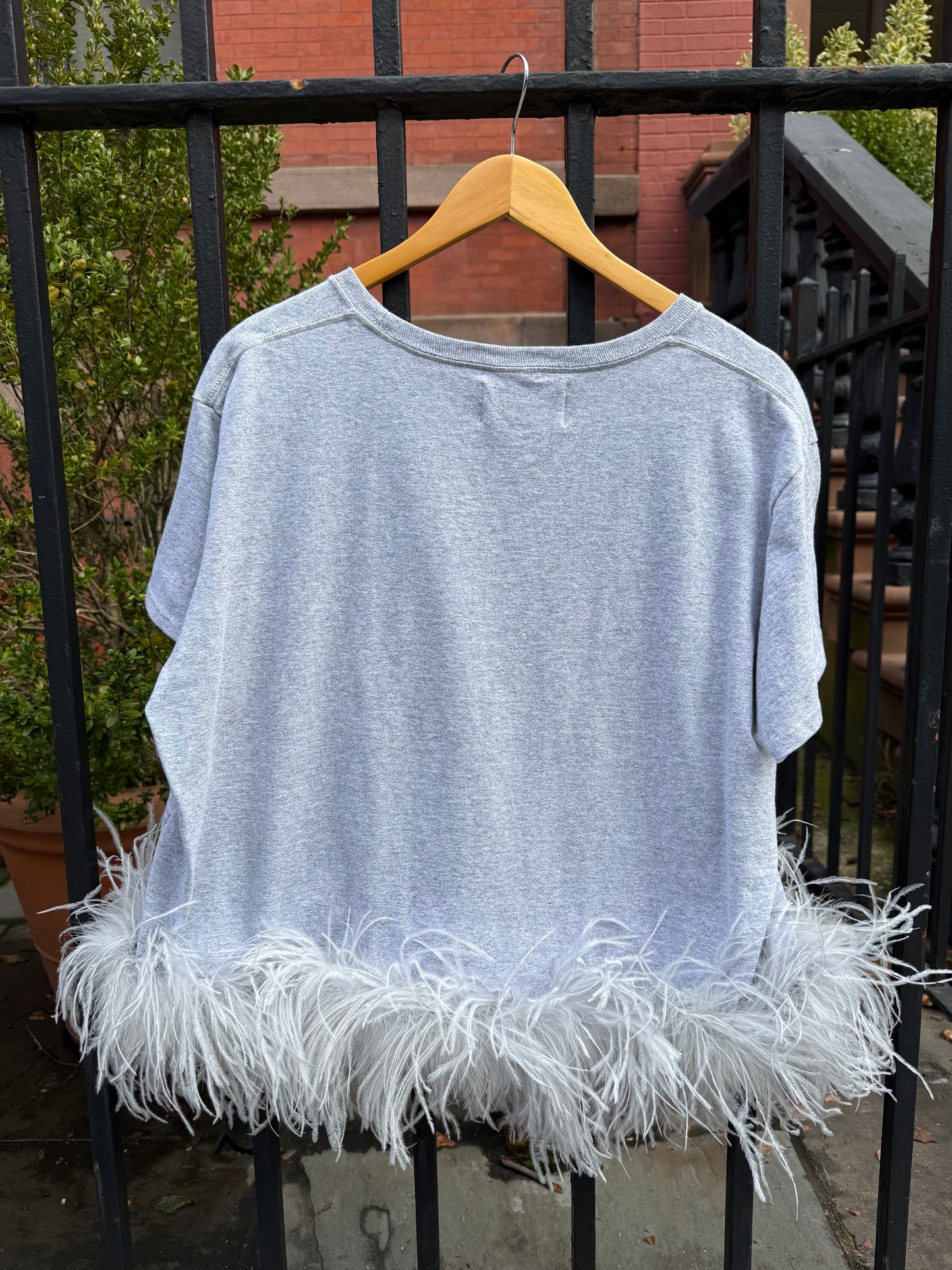 The Lita Feather T-Shirt, gray on gray