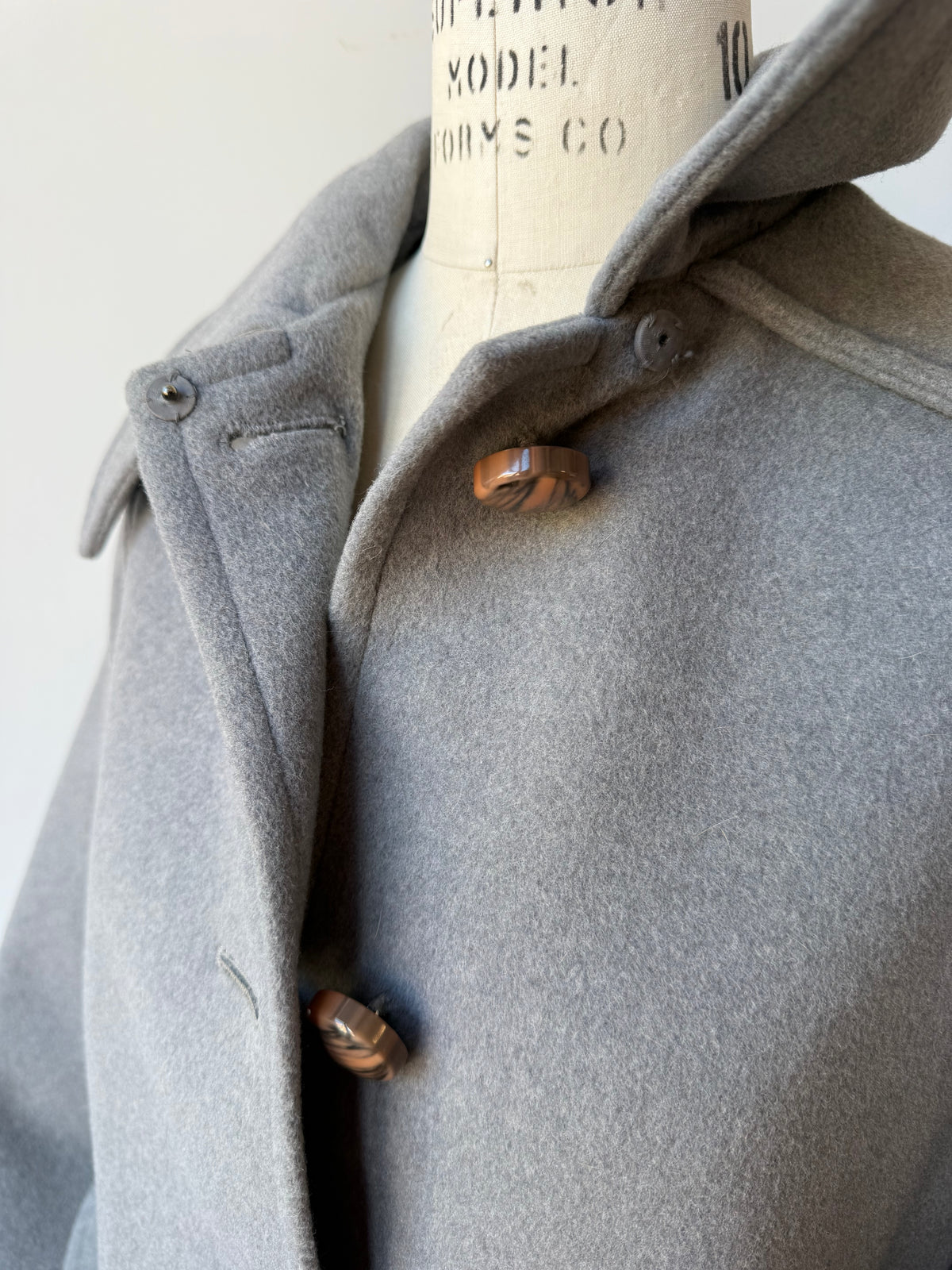 1960s Grey Boil Wool Capelet Coat