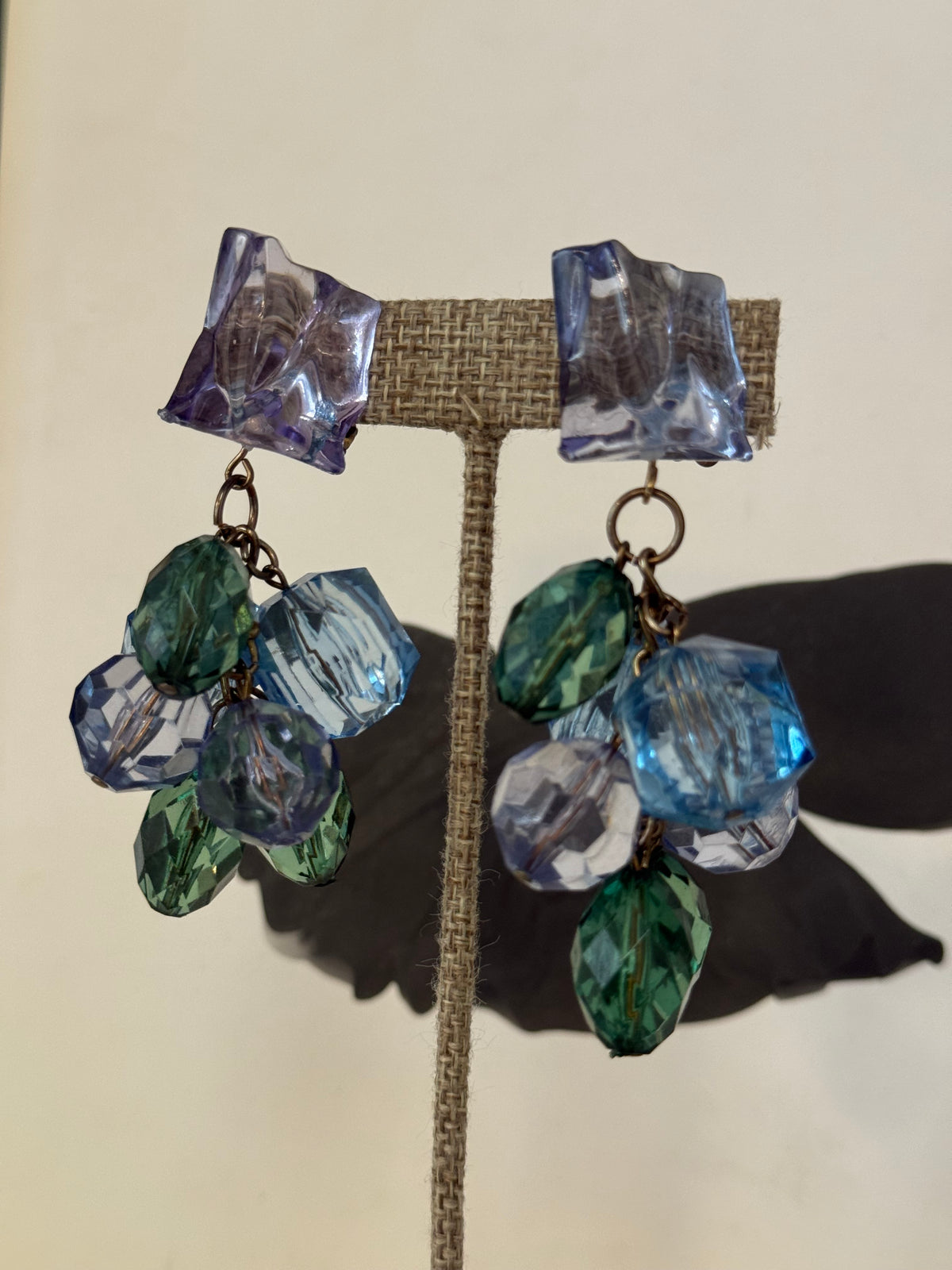 Vintage Sculptural Faceted Statement Earrings