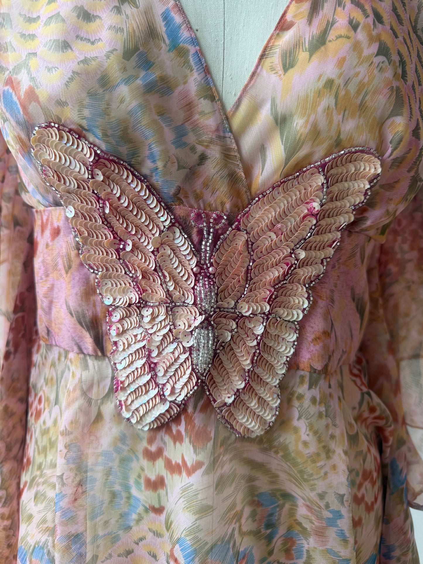 Y2K Vintage Sheer Butterfly Dress