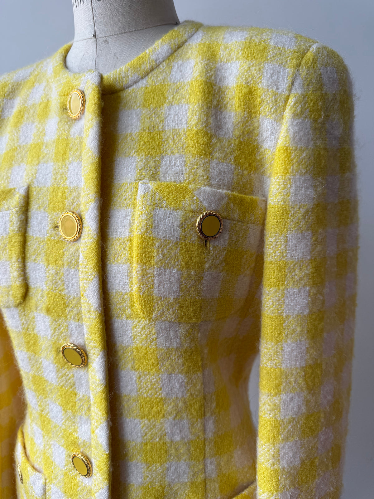 Vintage Escada Yellow check wool blazer