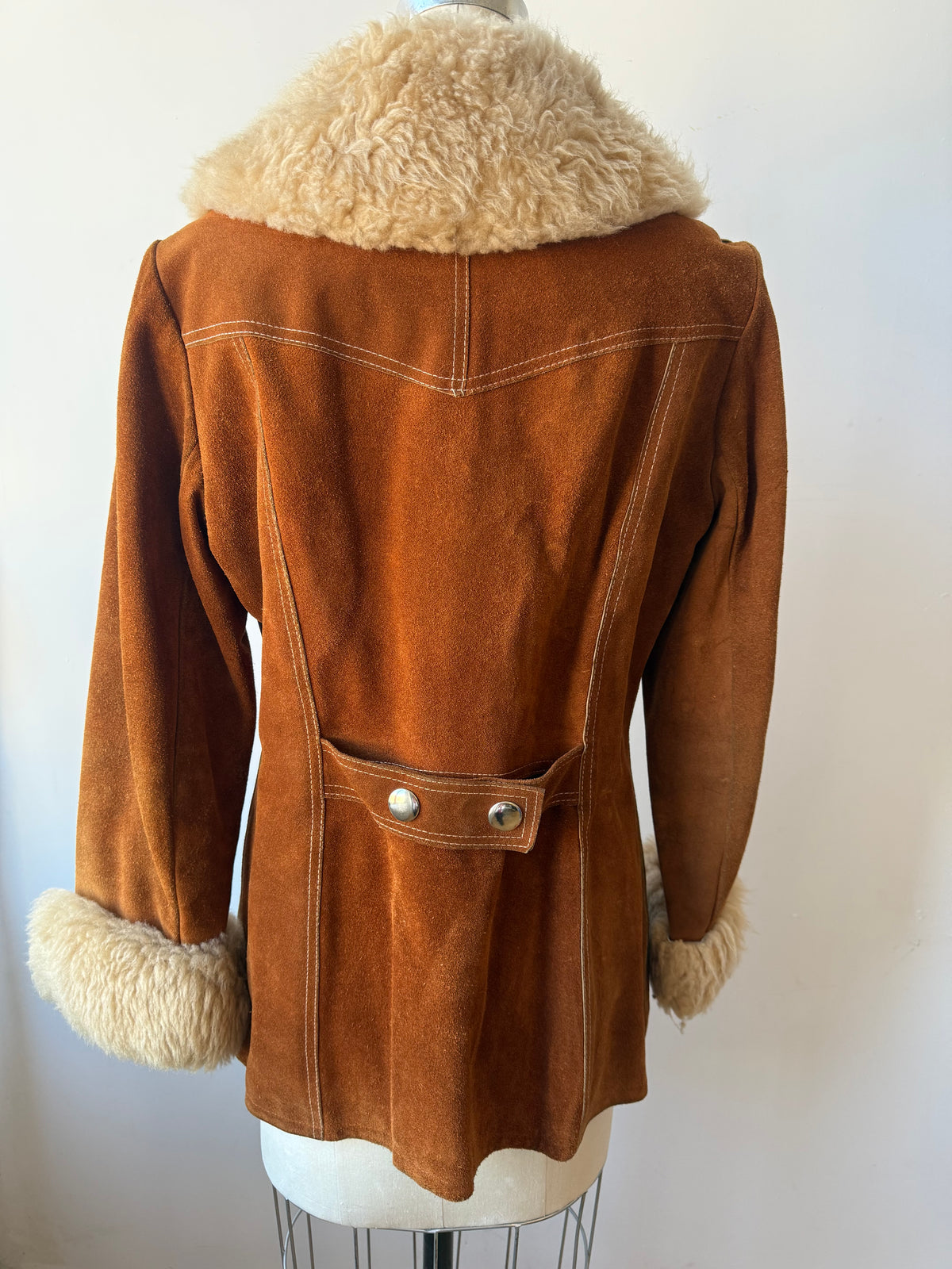 70s "Penny Lane" style Suede Sheepskin Trim Jacket w zipper