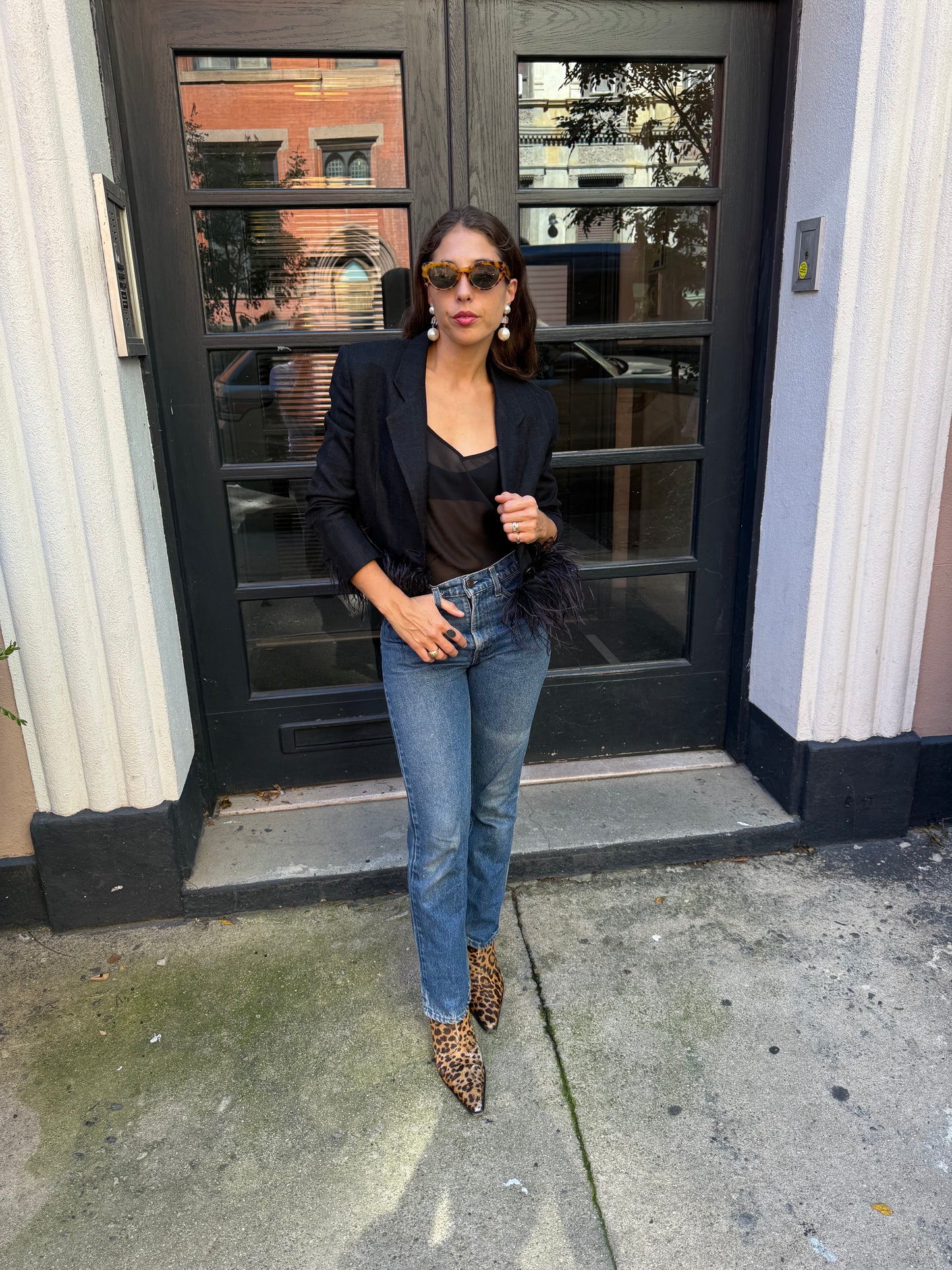 Vintage black blazer w. Detachable Ostrich Feathers