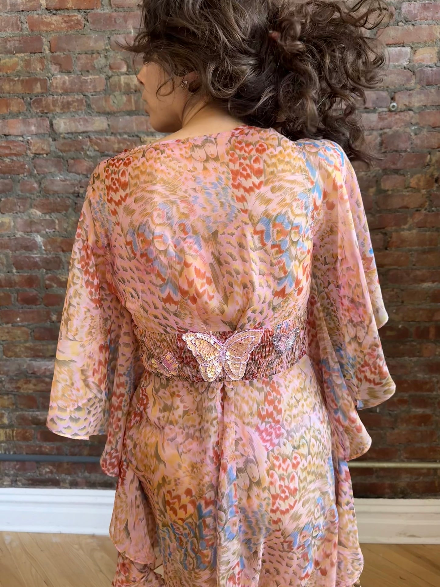 Y2K Vintage Sheer Butterfly Dress