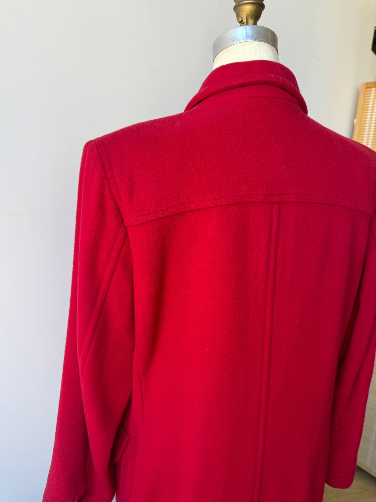 80s/90s Yves Saint Laurent Red Wool & Cashmere Peacoat