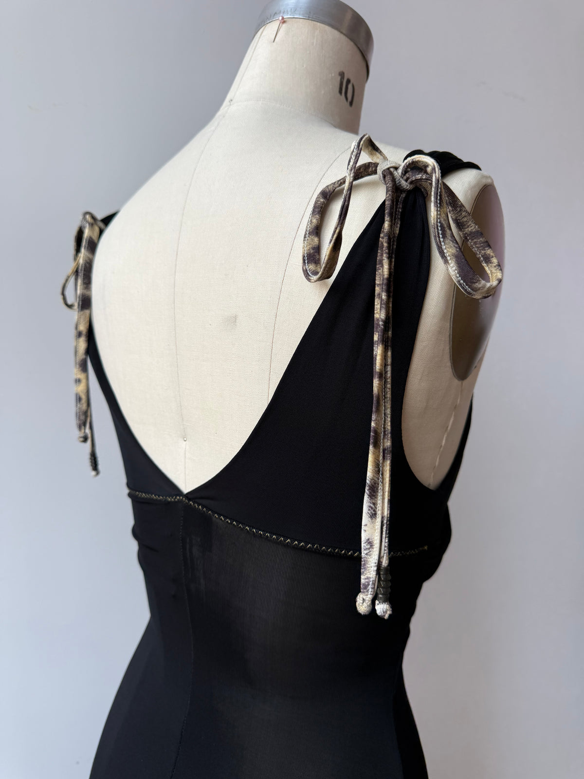 Y2K Cavalli Black Slinky Dress w Leopard bow details